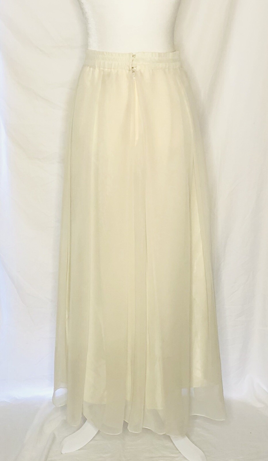 Vintage 80s Lady Helene for Mister Jay Fashions Int’l Ivory Chiffon Maxi Skirt