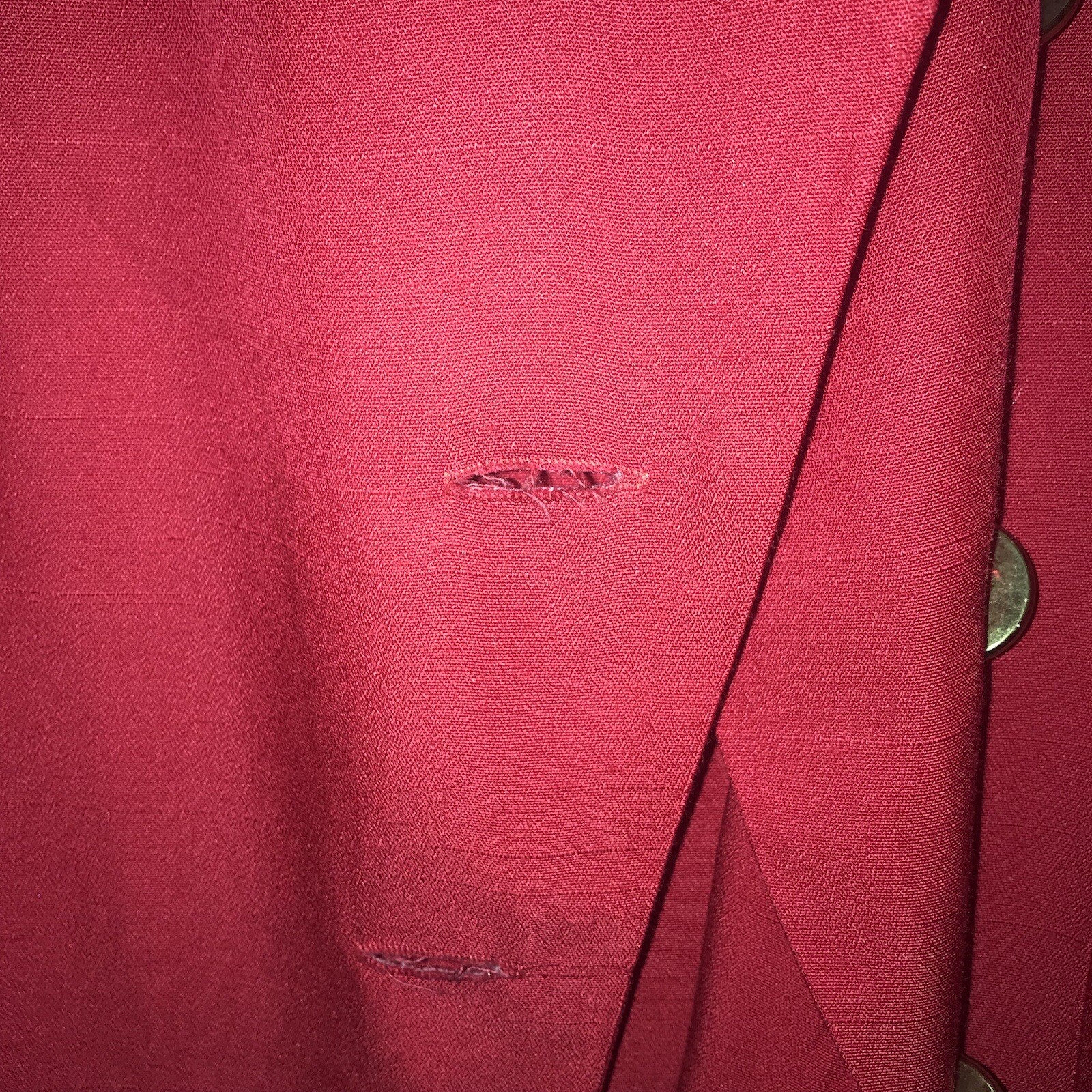 LEW MAGRAM Collection Vintage 80s Blouse Top Red With Gold Buttons Embroidery *