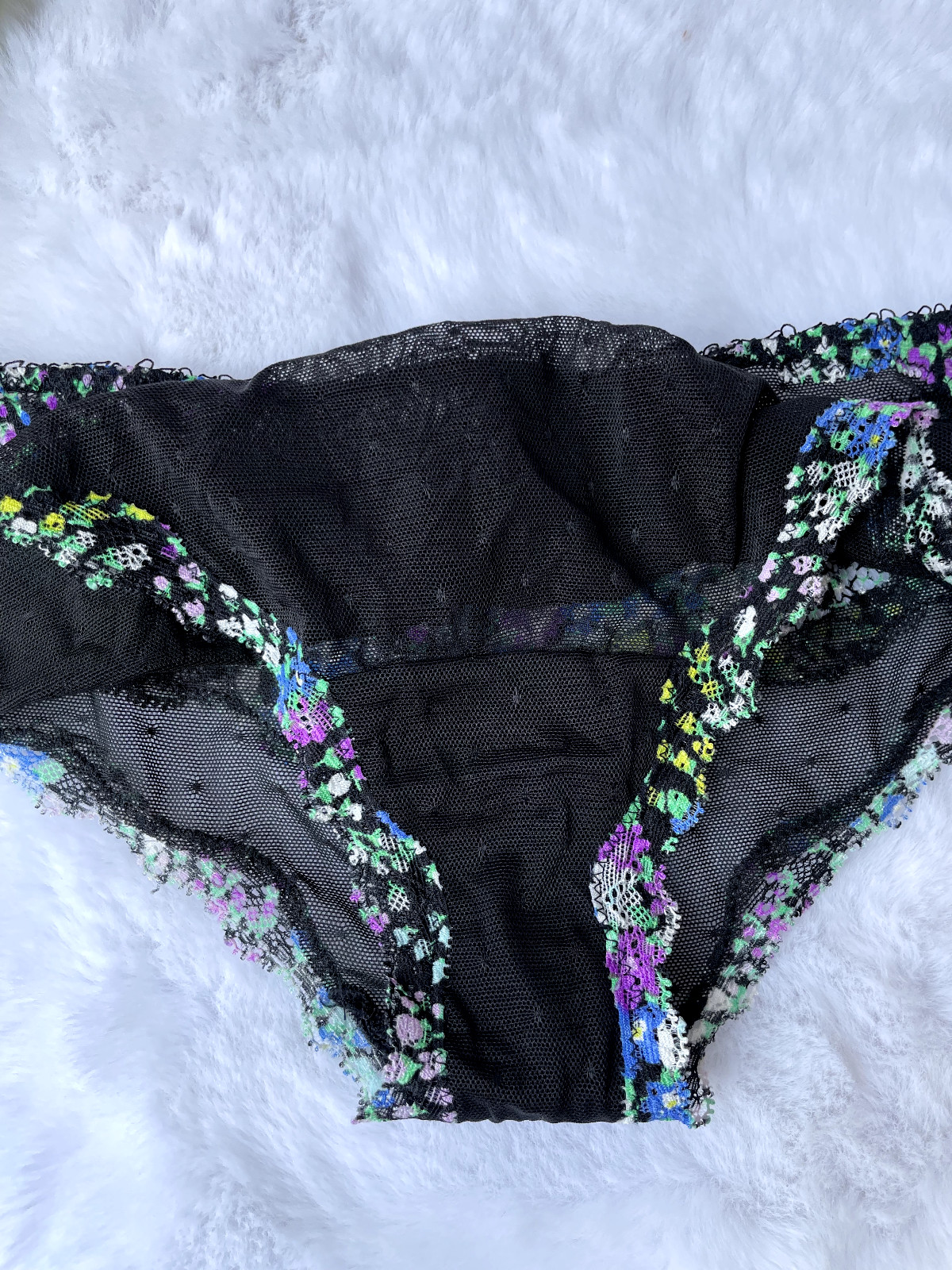 Vintage Victoria’s Secret Black Nylon Mesh Panty Sheer Bikini Sissy Briefs SZ.M