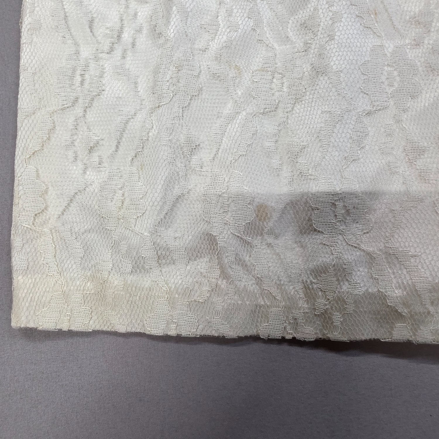 Vintage 50s Ivory Floral Lace Cocktail Dress Bow Waist Wiggle Sheath Mid Century