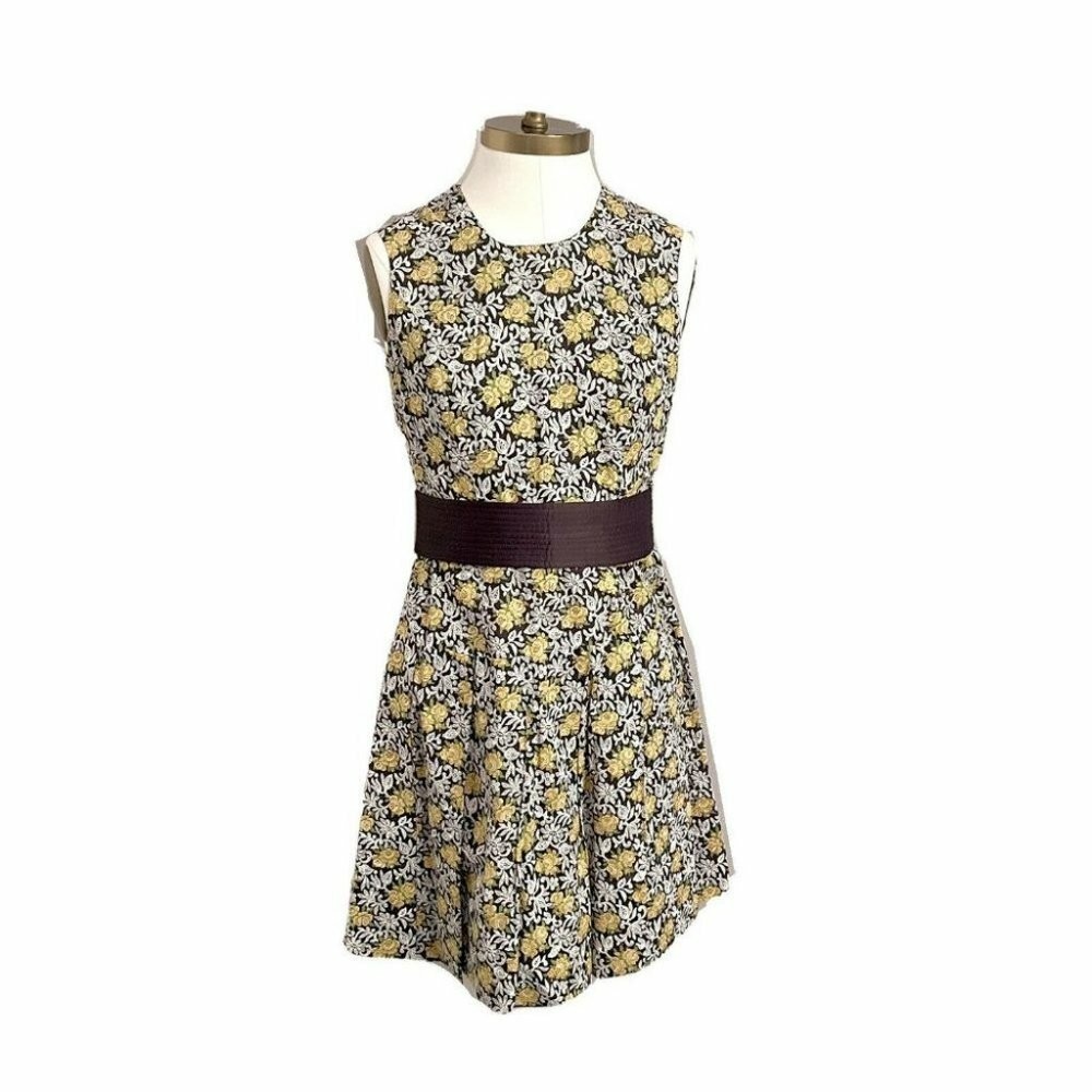 Vintage 60s Sleeveless Cotton Poplin Floral Embroidered Look Dress – Small