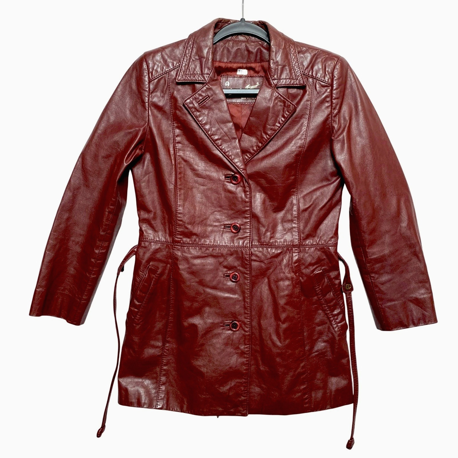 VINTAGE Etienne Aigner Blazer Jacket Womens Medium Red Button Front Belted