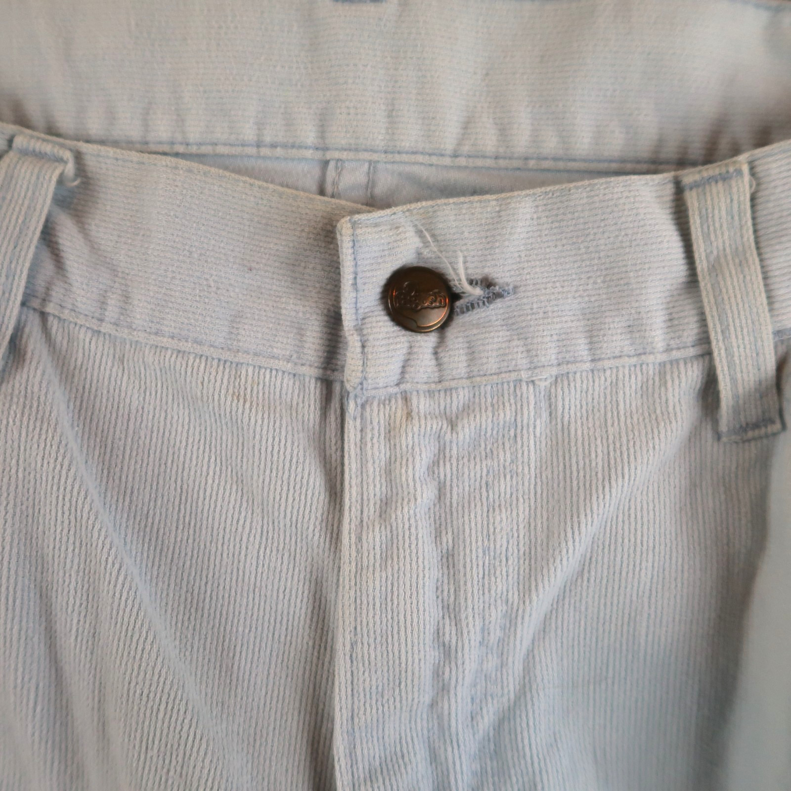 Vintage 70s Oshkosh B’Gosh 35×31 Powder Blue Corduroy Bell Bottoms Unisex Flare