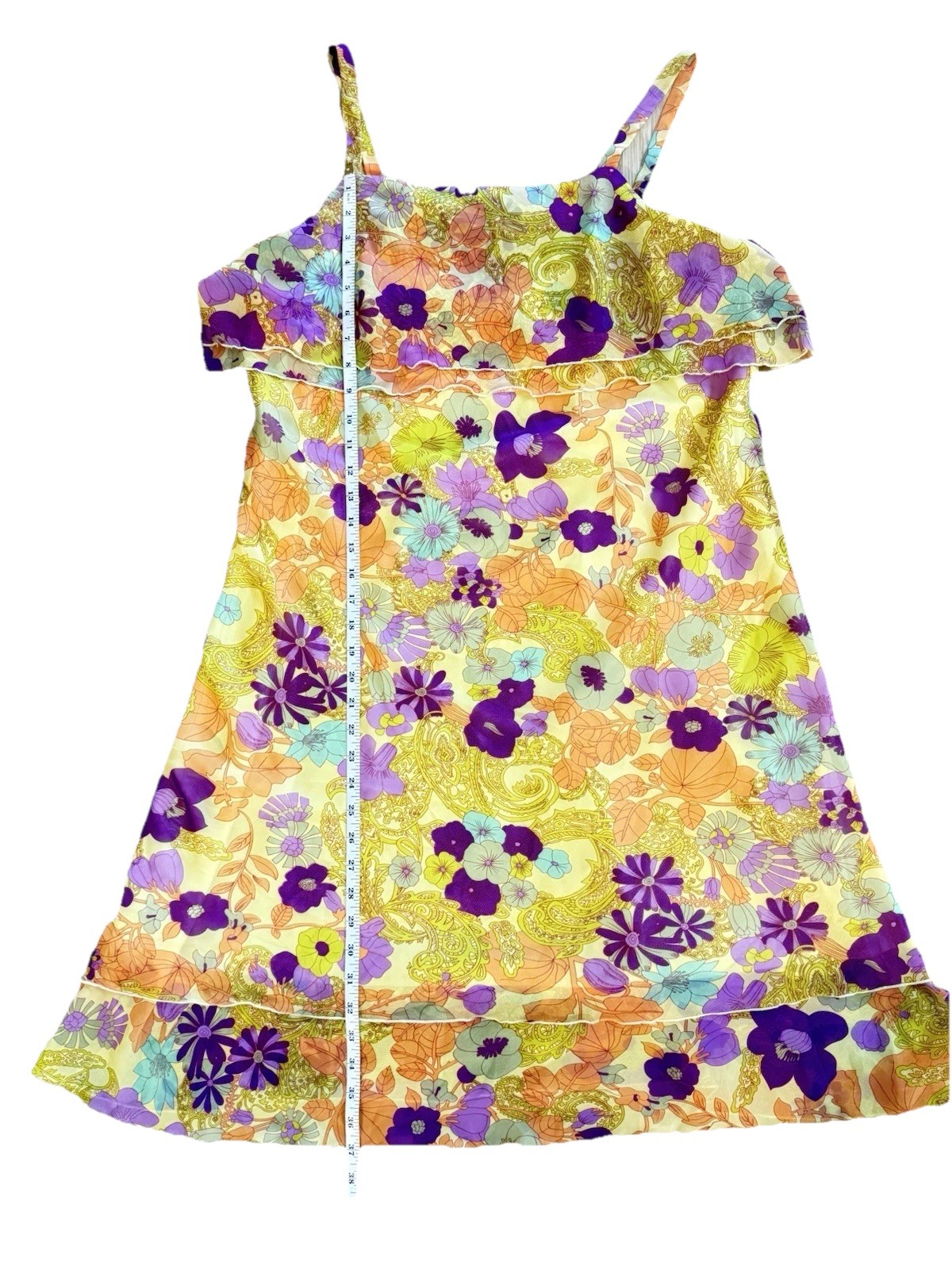Women’s Vintage 90s Mlle Gabrielle Yellow dress Volupt Psychedelic Floral 16w