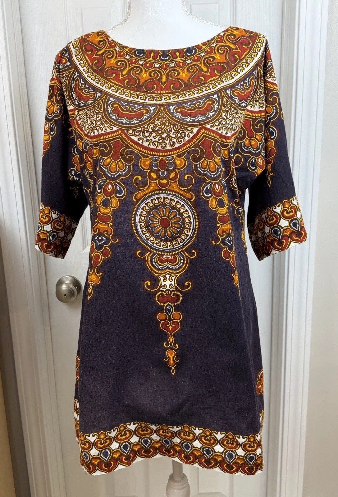 Vintage Isabel’s Key West FL Mini Shift Dress Retro Mod Boho Print S/M