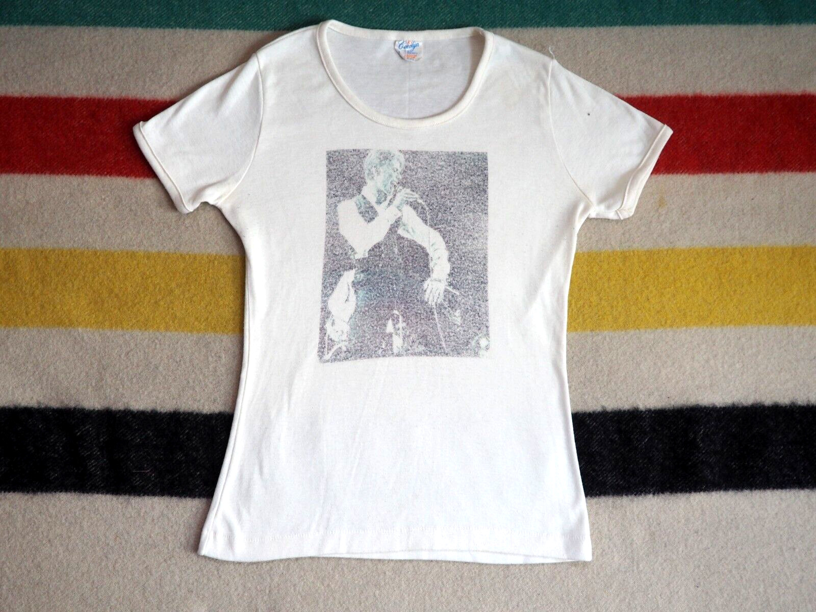 VTG RARE 70s DAVID BOWIE Ziggy Concert Cream Band Tee T-Shirt Womens S/M