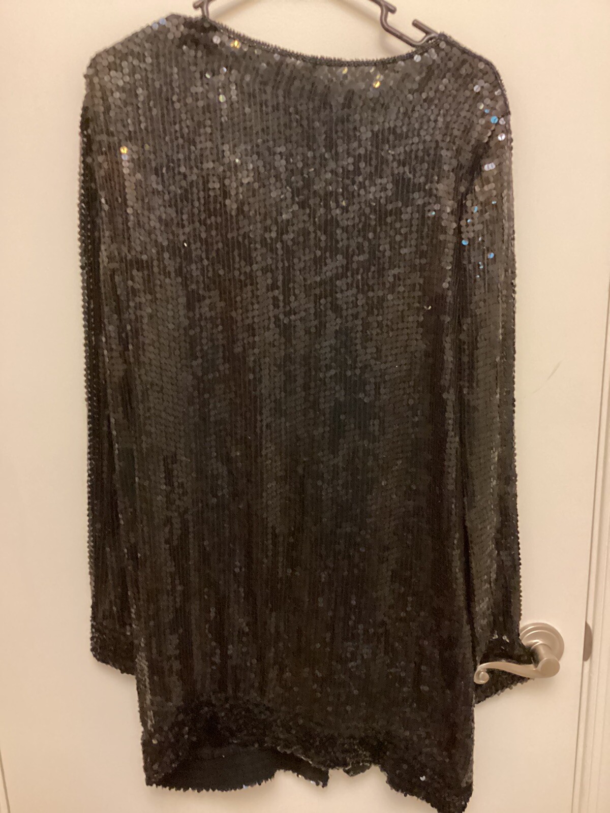 O.R. Fashions LTD Black Silk Sequin Jacket Long Sleeve Vintage
