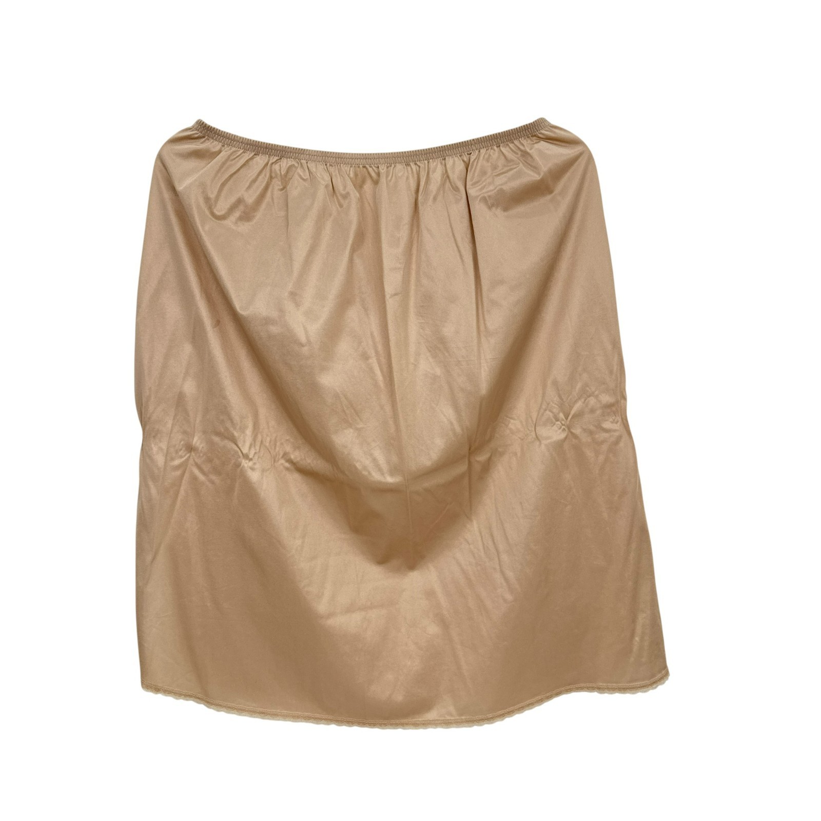 Vanity Fair 90’s Women Half Slip 24″ XL Nylon Beige Side Slit Elastic Waist