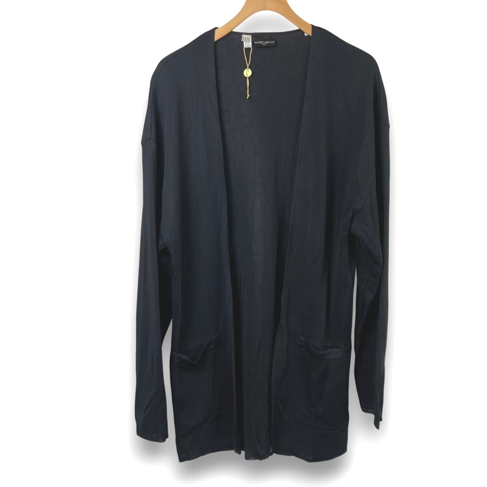 Vintage Angelo Tarlazzi Paris Cardigan Sweater Womens S Black Viscose Italy NWT