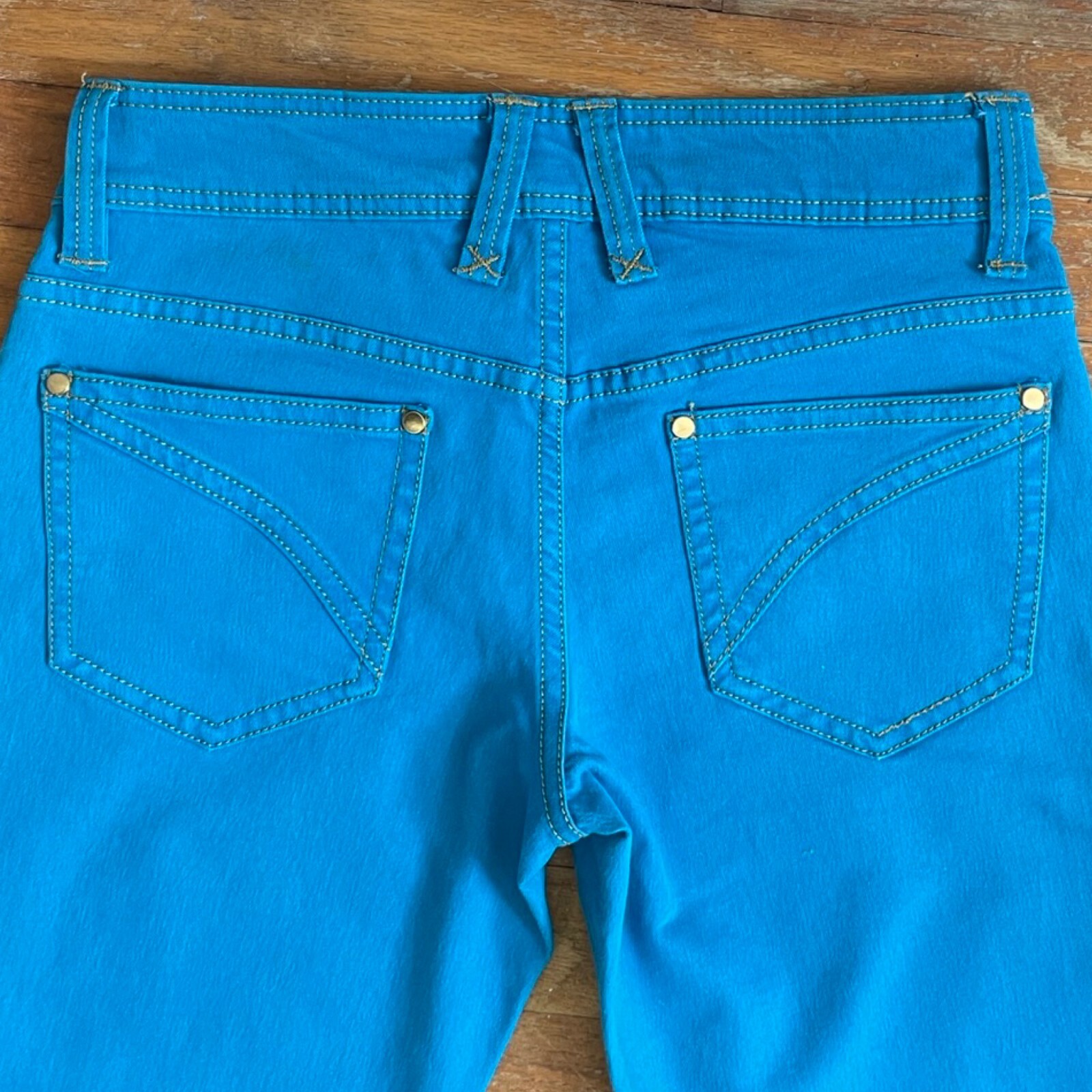 Vintage Bell Bottom Low Rise Jeans Size Small (6) 29″ Waist 1990s Cache Blue