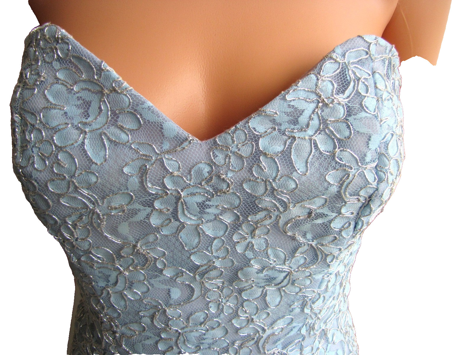 Vtg 80s John Charles Tulle Ball Gown / Cocktail Dress Strapless Baby Blue UK 10