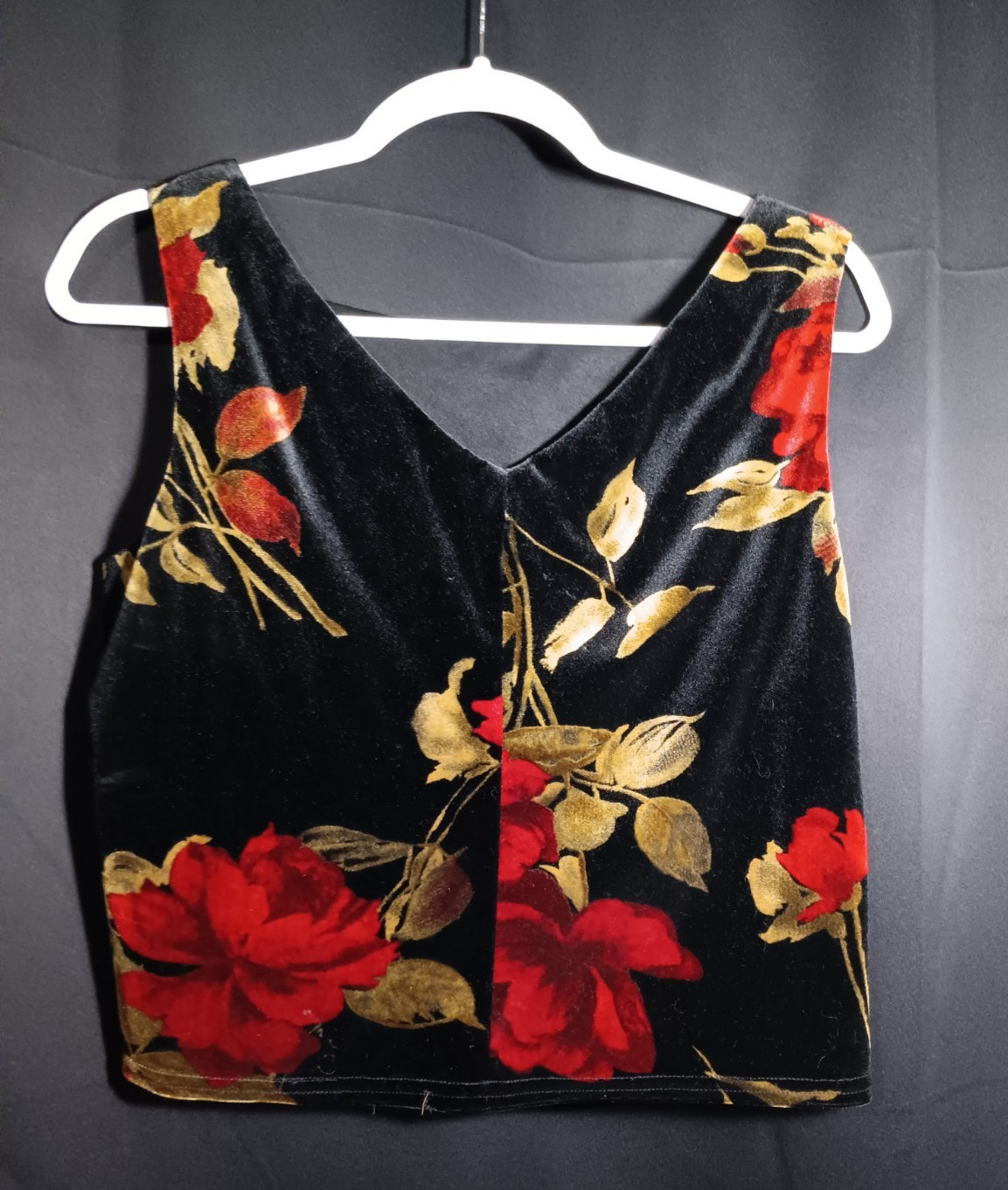 Jeffery & Dara Evenings VTG Floral Velvet Vest Open Front Jacket Cardigan 8 USA