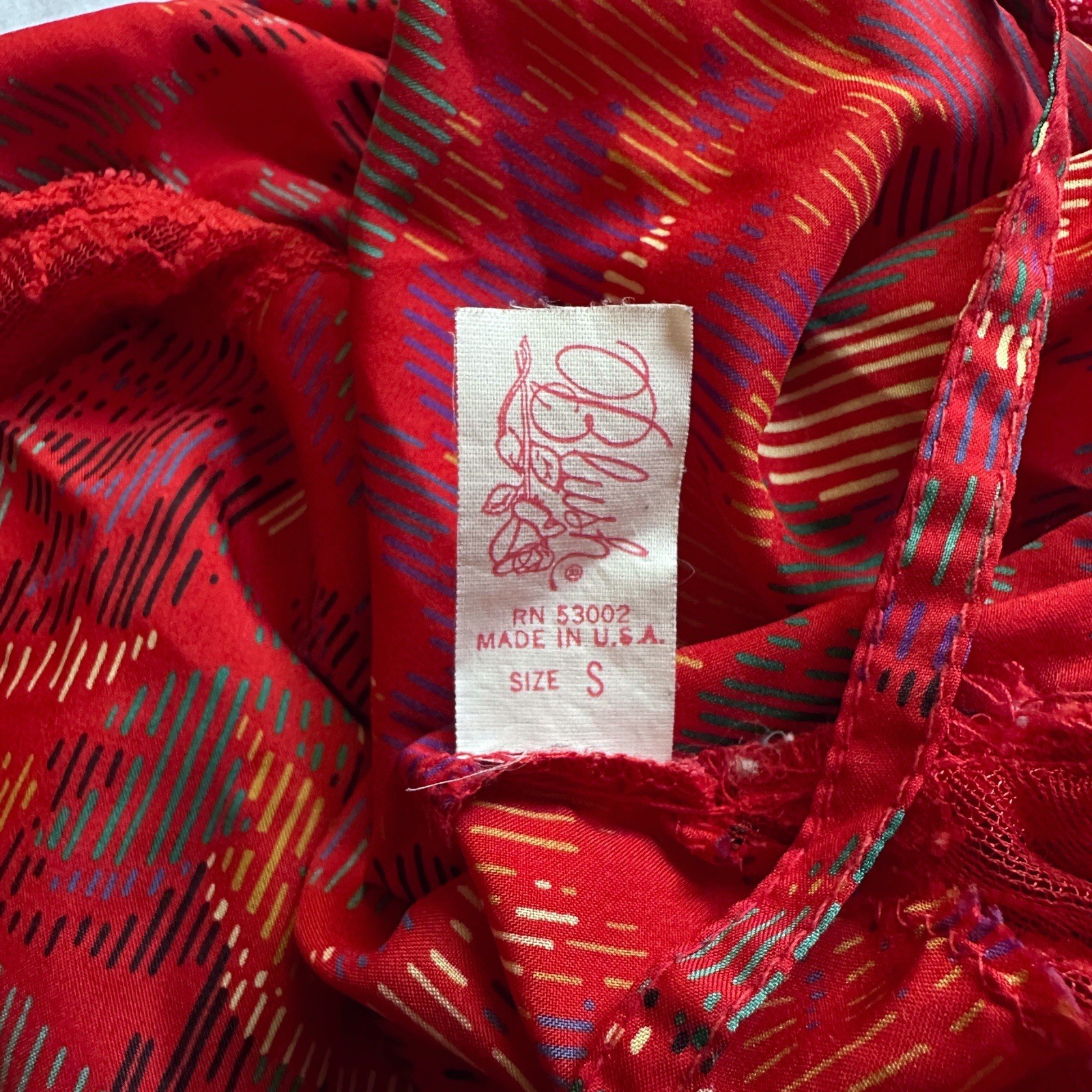 Blush Vintage Red Multicolor Print Lace Cutout Lace Trim Bodysuit Teddy Small