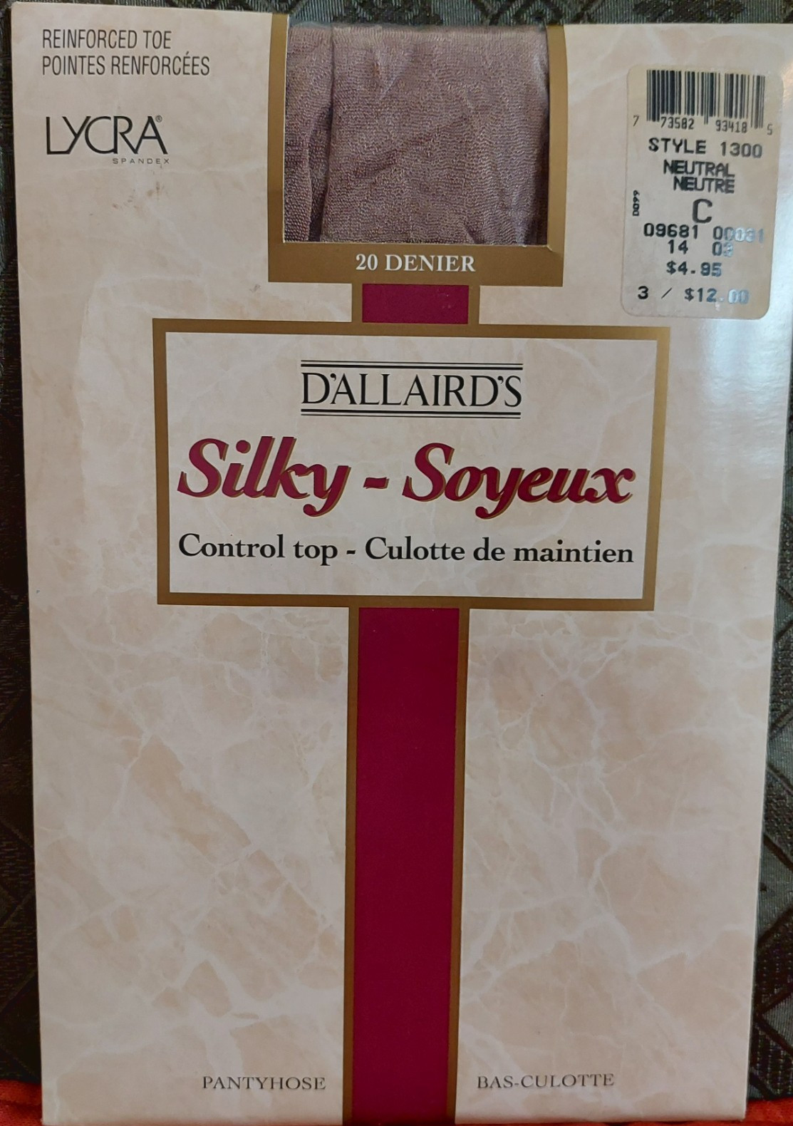 Vintage Pantyhose D’ALLAIRD’S Silky Control Top Color Neutral Size C BFRIP2