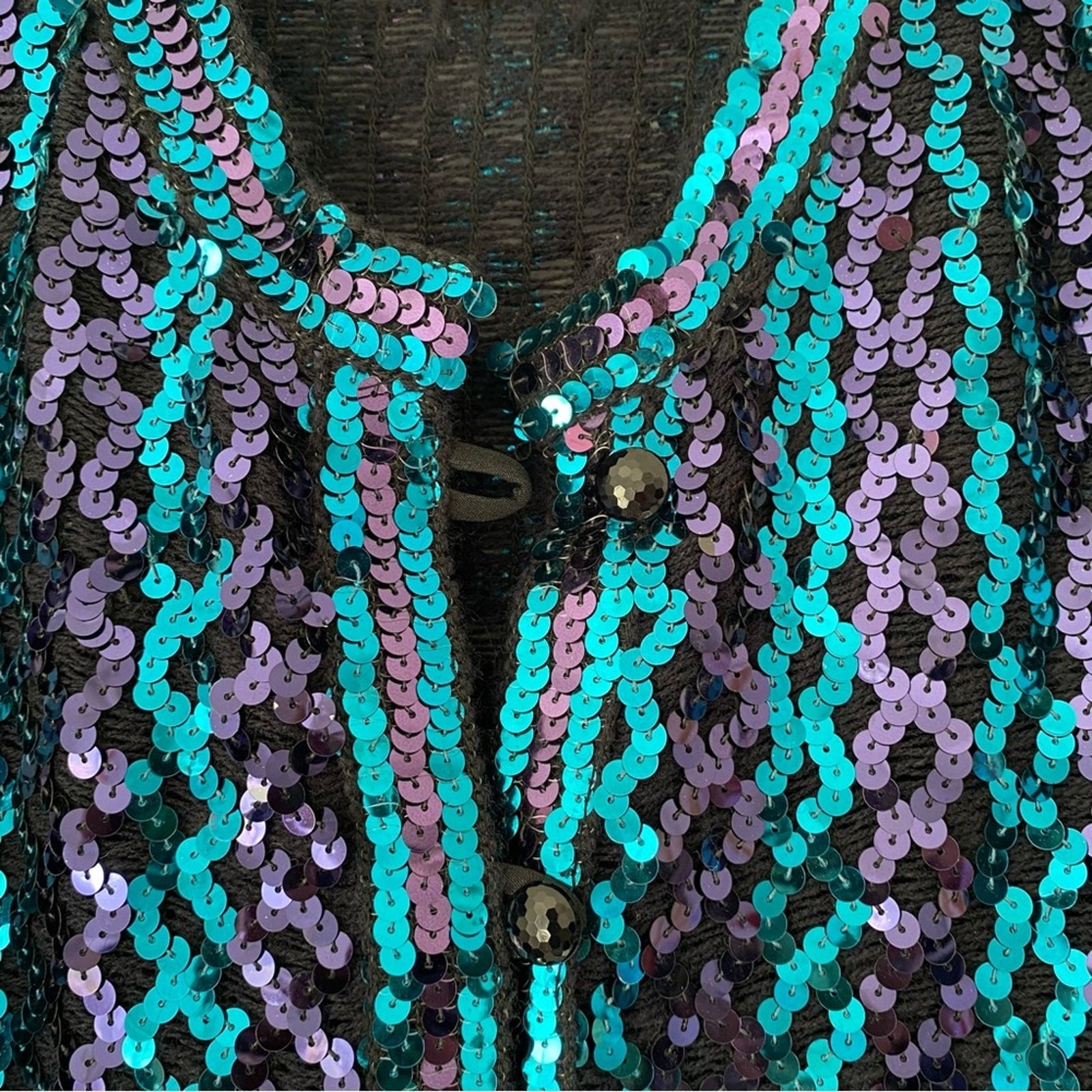 Three Flaggs California 70s Disco Sequin Jacket Blue Purple Black size large