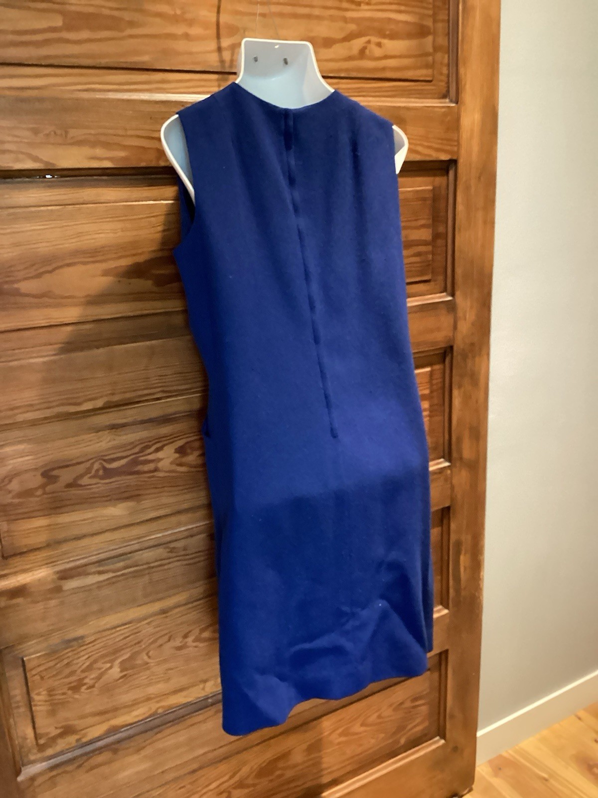 Vintage Majestic Blue Sleeveless Shift Dress Sz 18 Mod Gogo