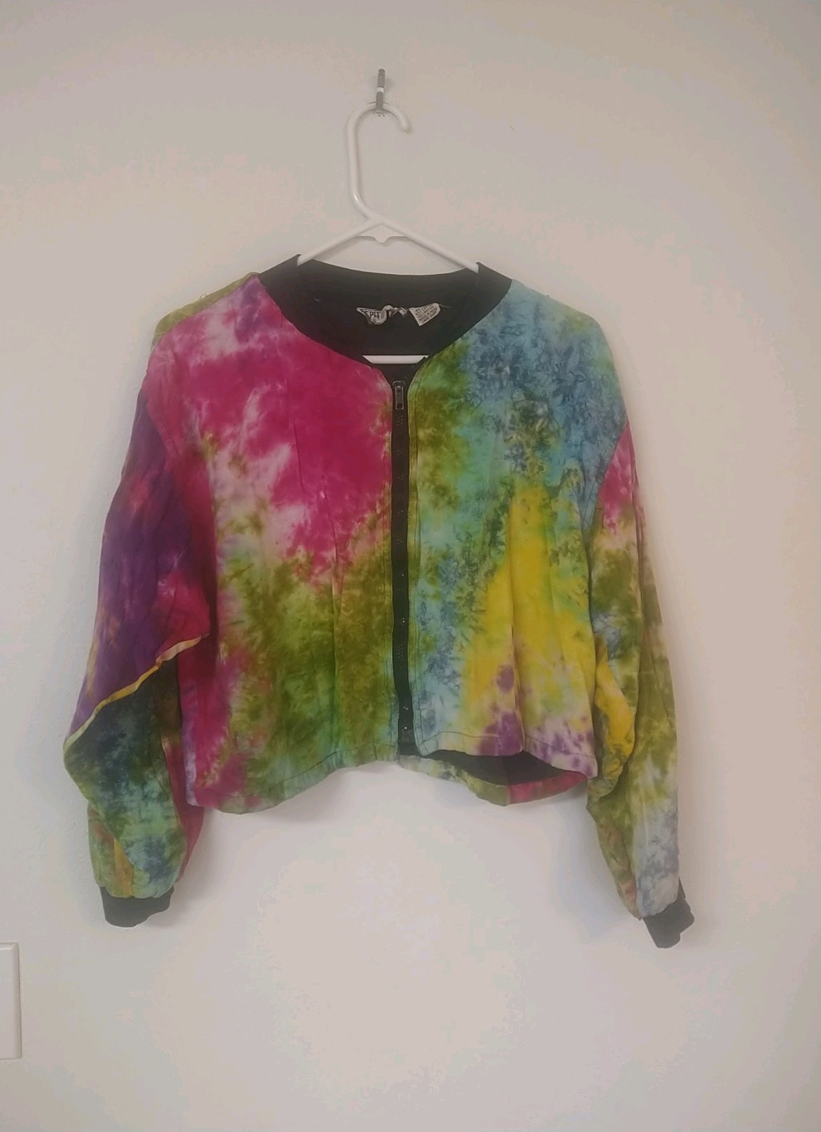 Vintage Tie-dye Cropped Jacket ~*SPEED LIMIT* SZ M *80’S/90’S* Holes in back*