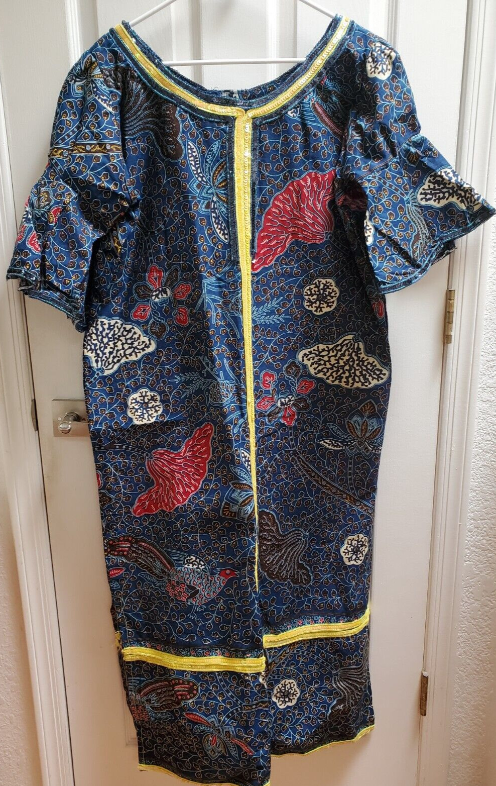 Vintage Long Hippie/African Hitarget Fabric Dress w/Cover/Scarf 💖
