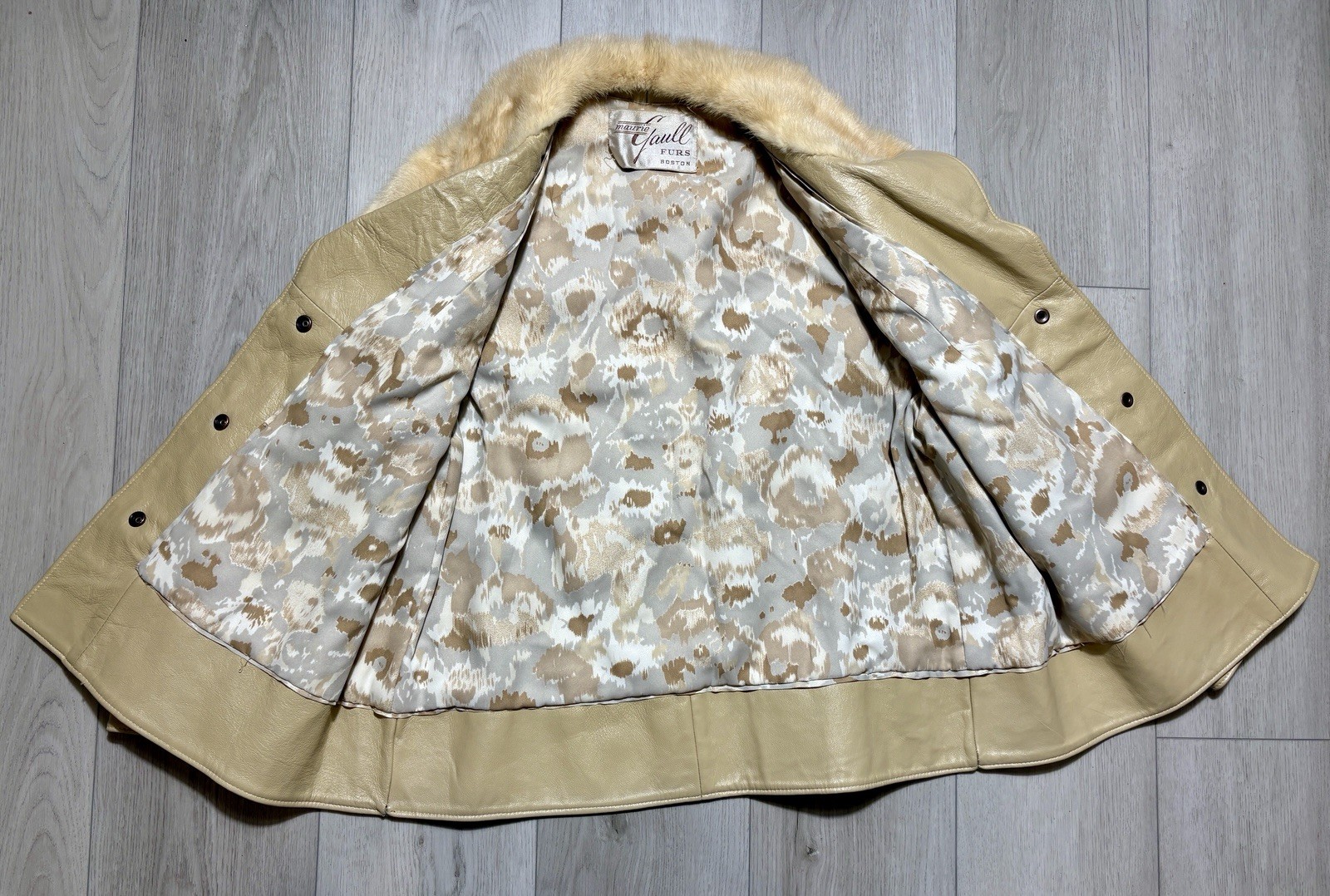 VTG 1960s Maurie Gaull Furs Boston Genuine Fur Leather Trim Coat Women’s Large