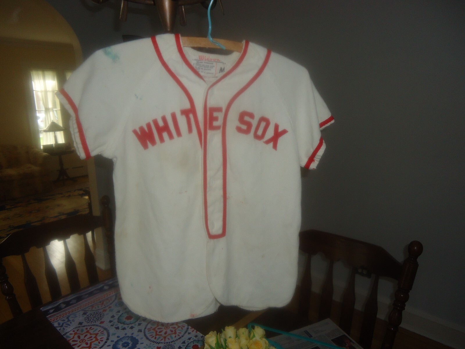 Vintage WHITE SOX Youth Little League Baseball Jersey, WILSON, Made in USA Sz M
