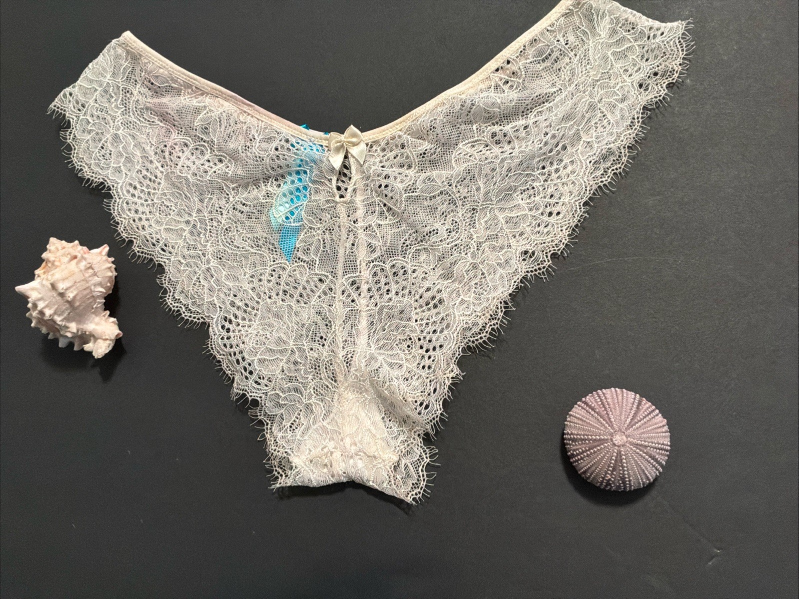 VTG Victoria’s Secret M Coconut Sexy Little Things Lace Panties RARE BLUE LABEL