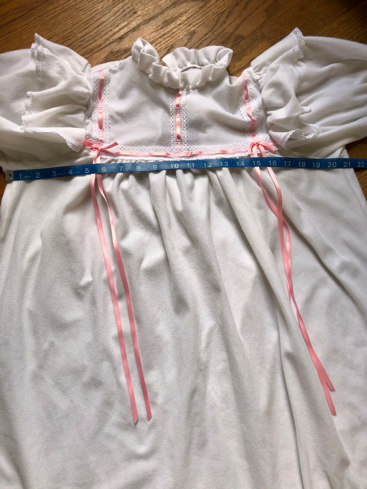Vintage Pleasant American Girl Samantha Nightgown Juniors White Pink Ribbon Sz L