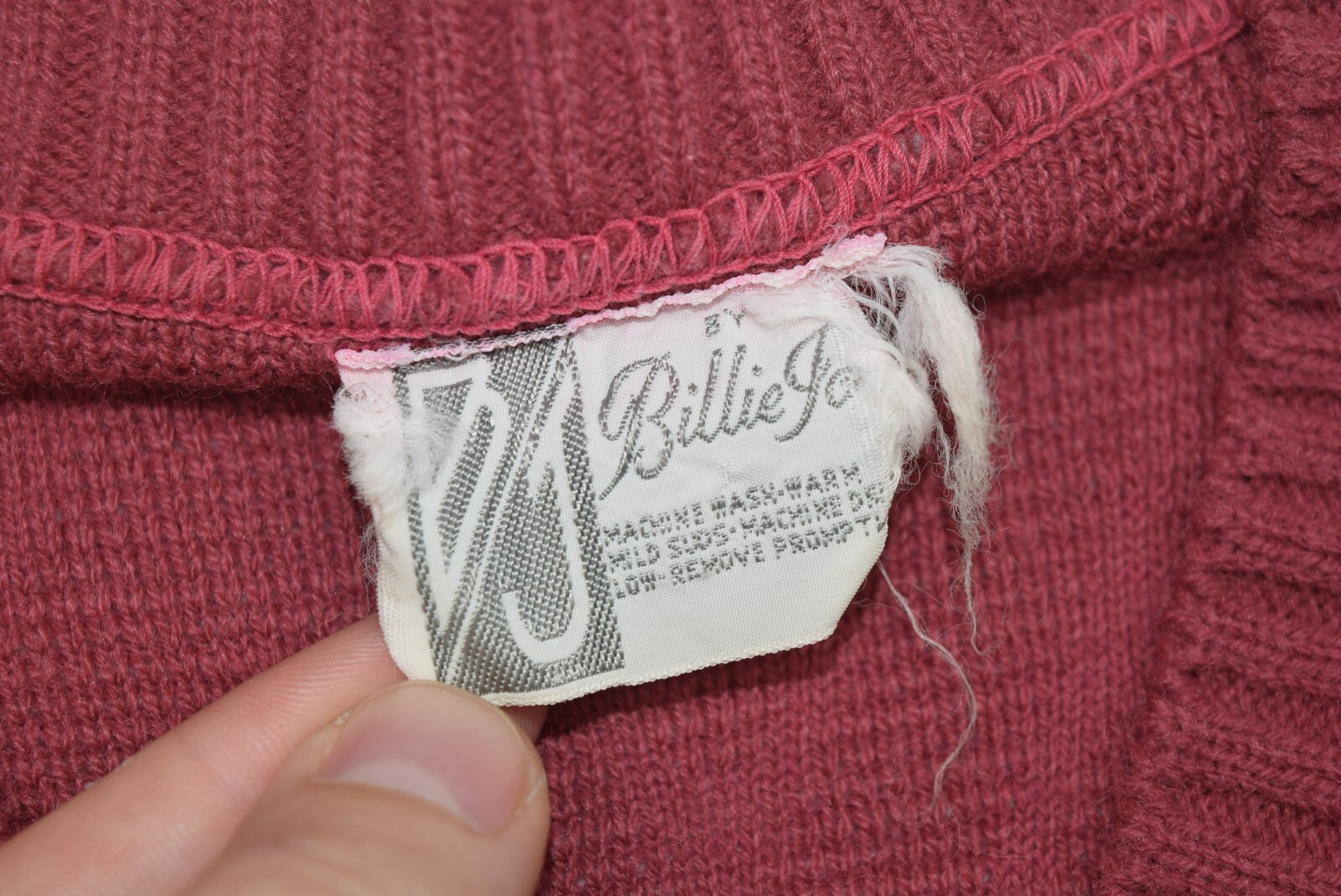 Vintage Sweater Womens S Pink V Neck Terry Cloth Tennis Textured Billie Jo 80s