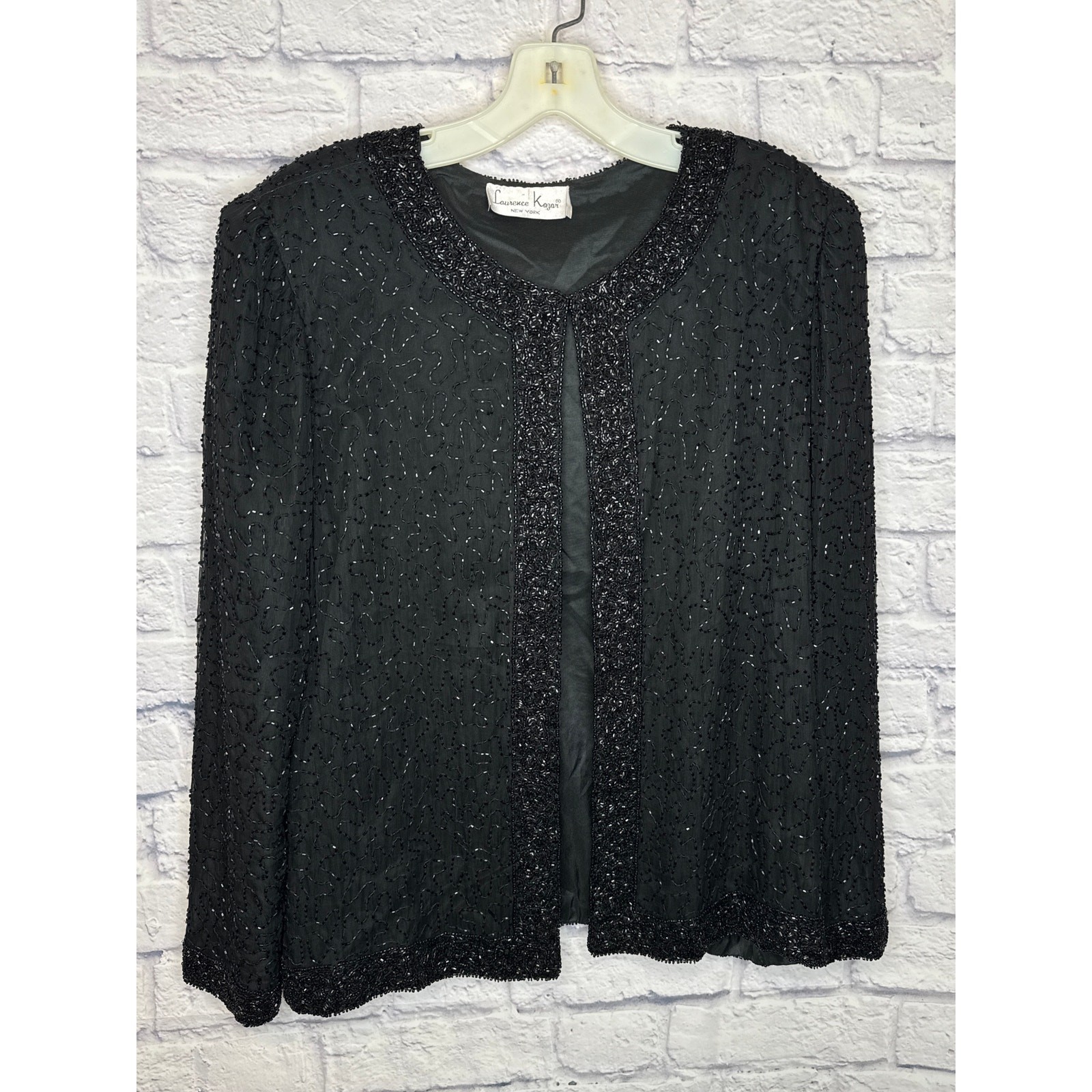 Lawrence Kagan New York Vintage Women’s Fully Black Beaded Formal Jacket SZ MED