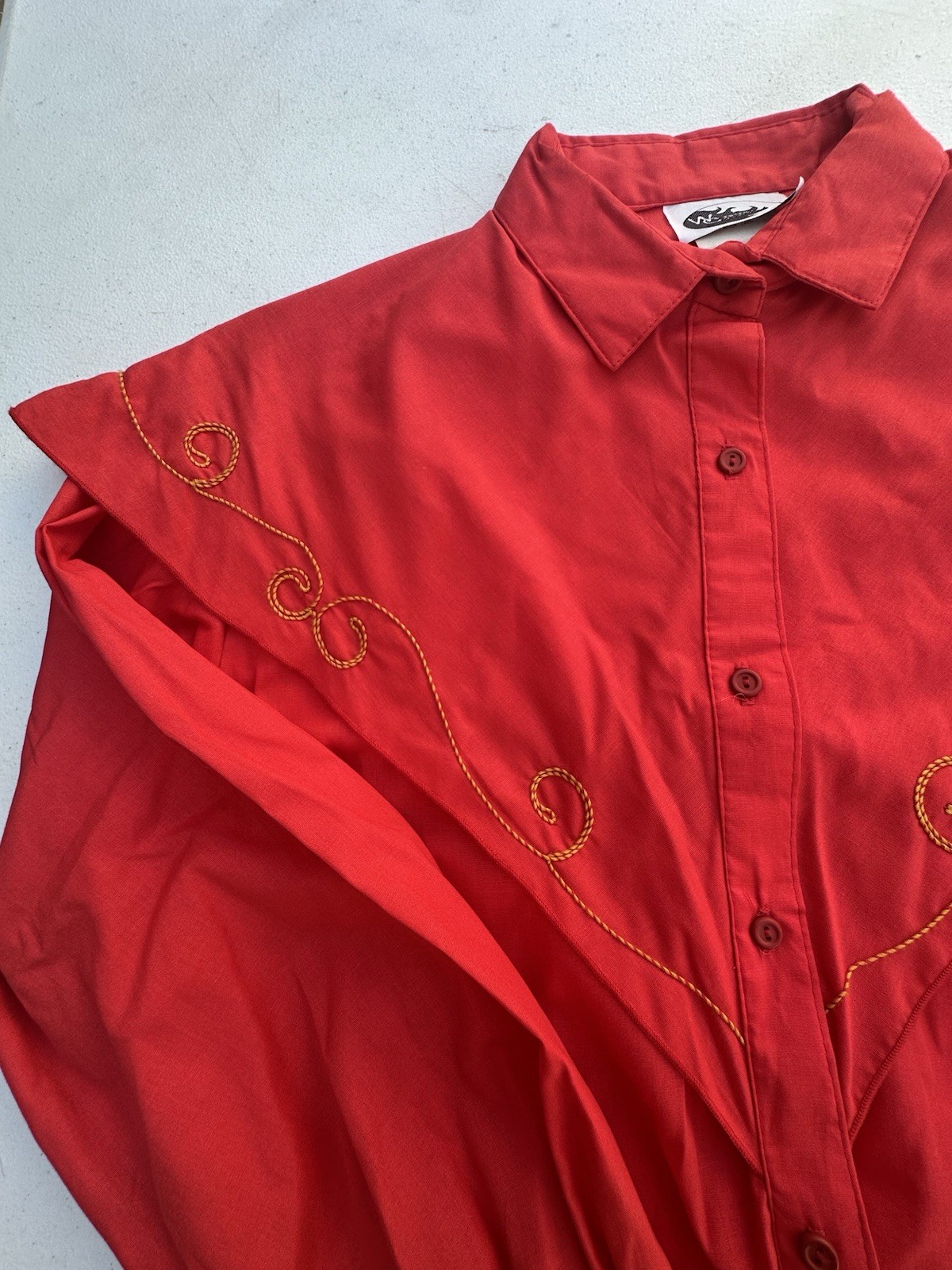 Vintage Red Satin Western Collection Shirt Gold Rope Trim Womens Size 10 NWT