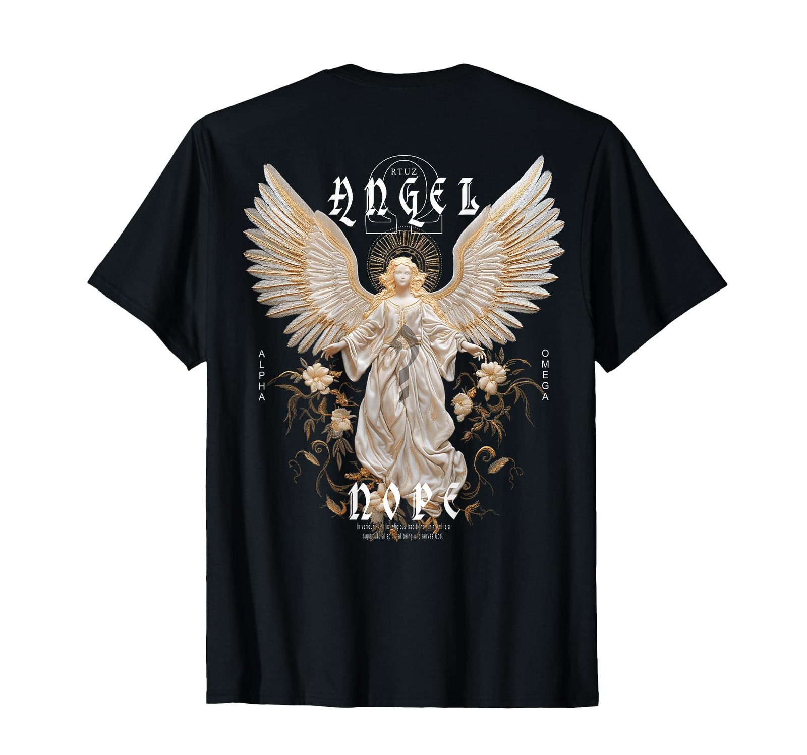Hip Hop Vintage Edgy Urban Y2K Back Print Streetwear Angel Small, Black