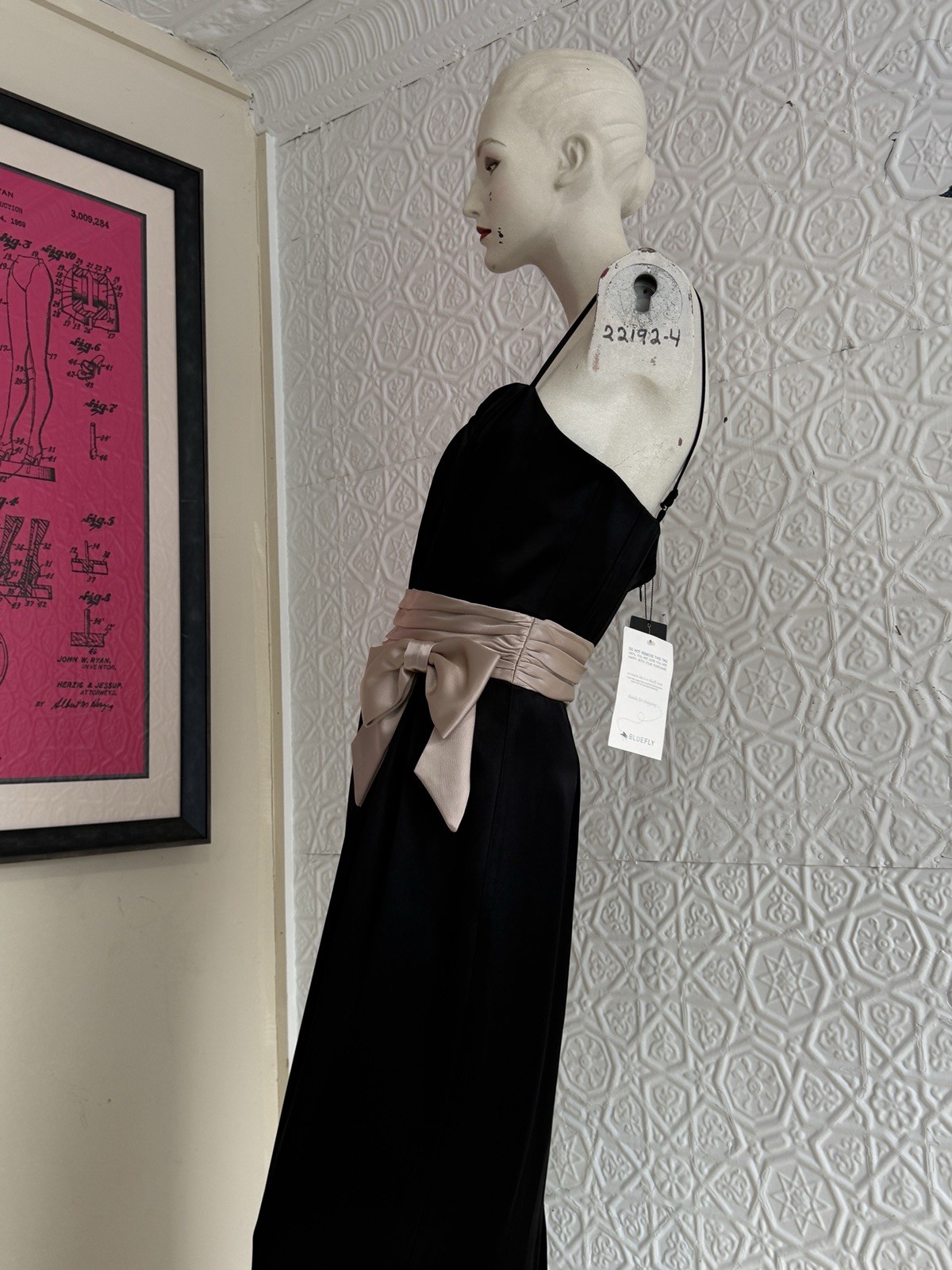 Vintage ABS Black Gown-Corset-Spaghetti strap-party dress NWT-1990s formal prom