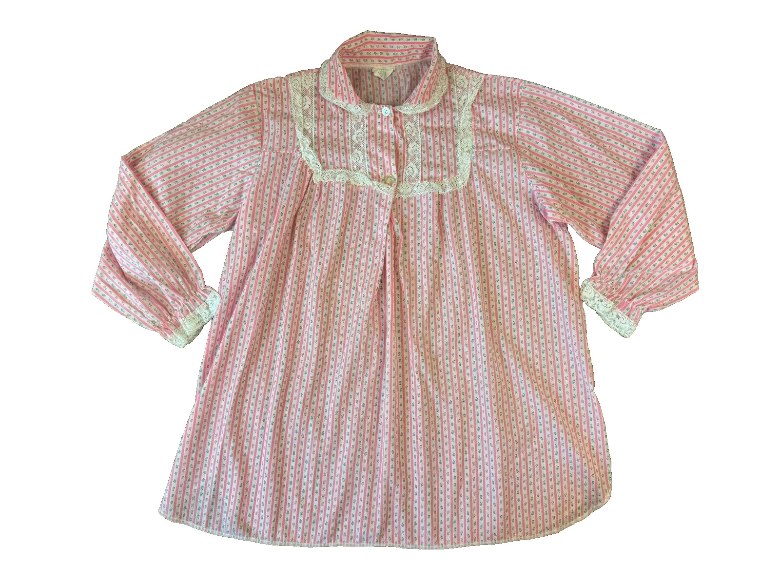 Vintage 1970s Philmade Sleep Shirt Medium Prairie Cottagecore Grandma Button Up