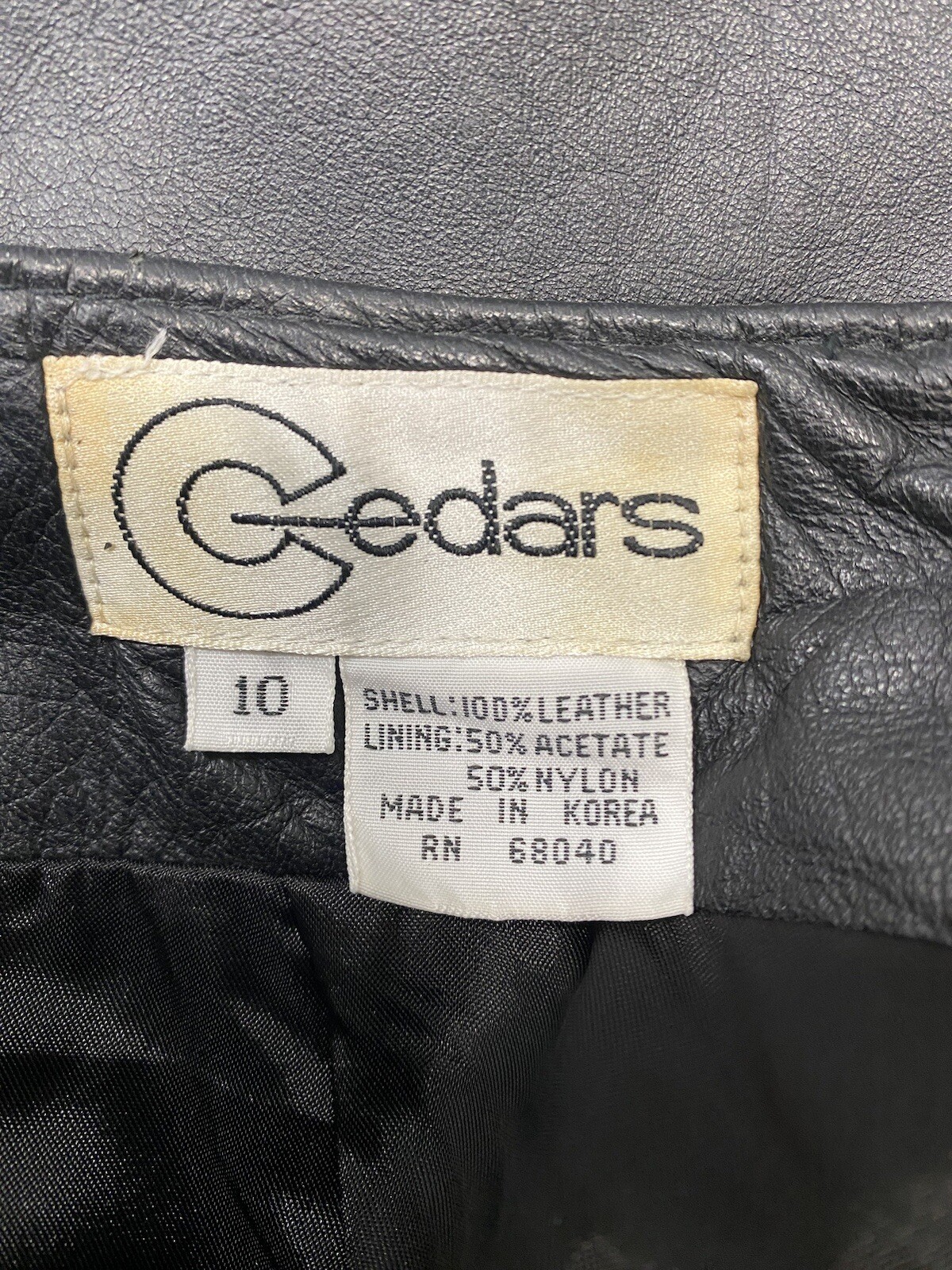 Vintage Leather Skirt SIZE 10 LARGE black midi CEDARS 80s 90s pencil wiggle