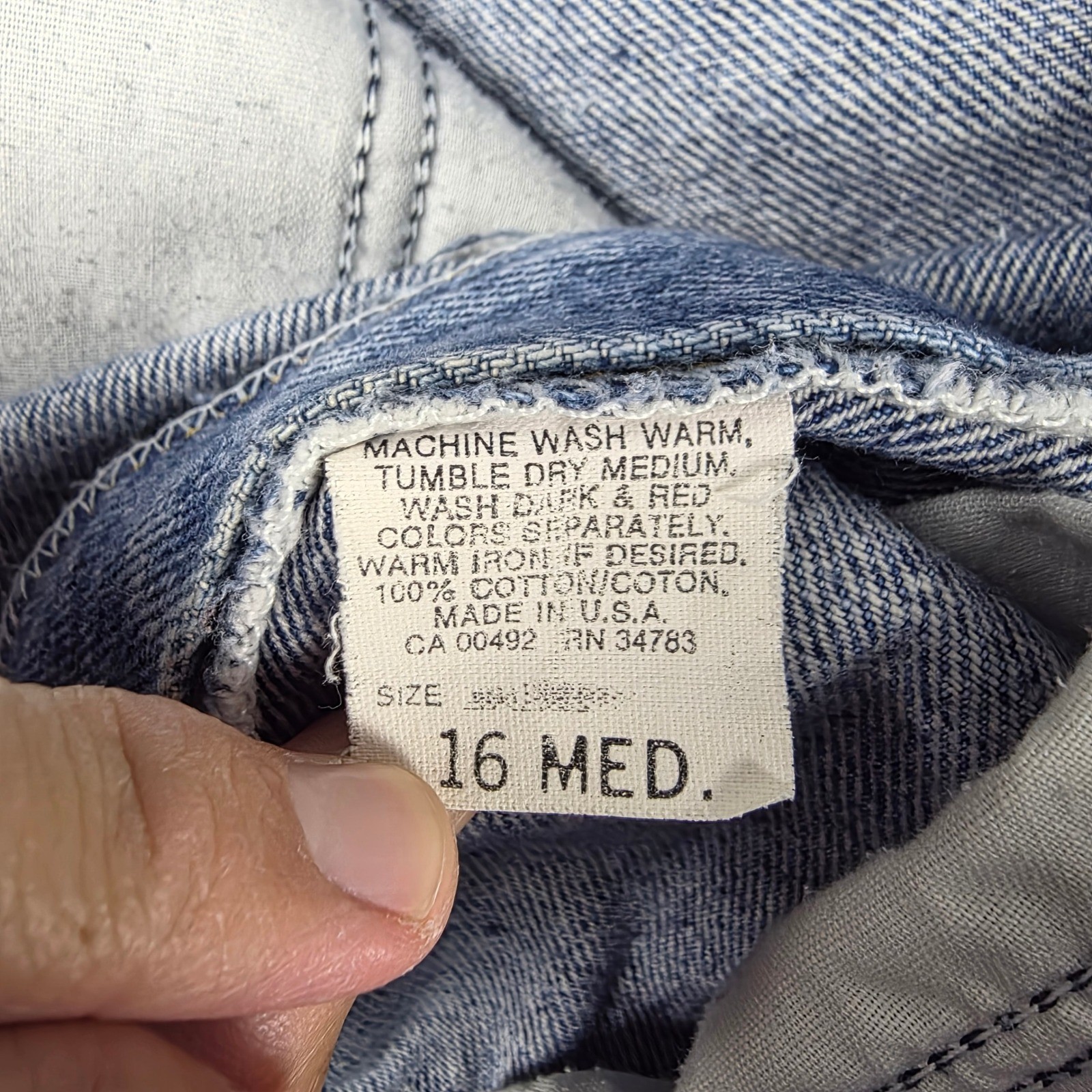 VTG Lee Riders Jeans Women 16 Med Light Blue High Waisted Tapered Made in USA