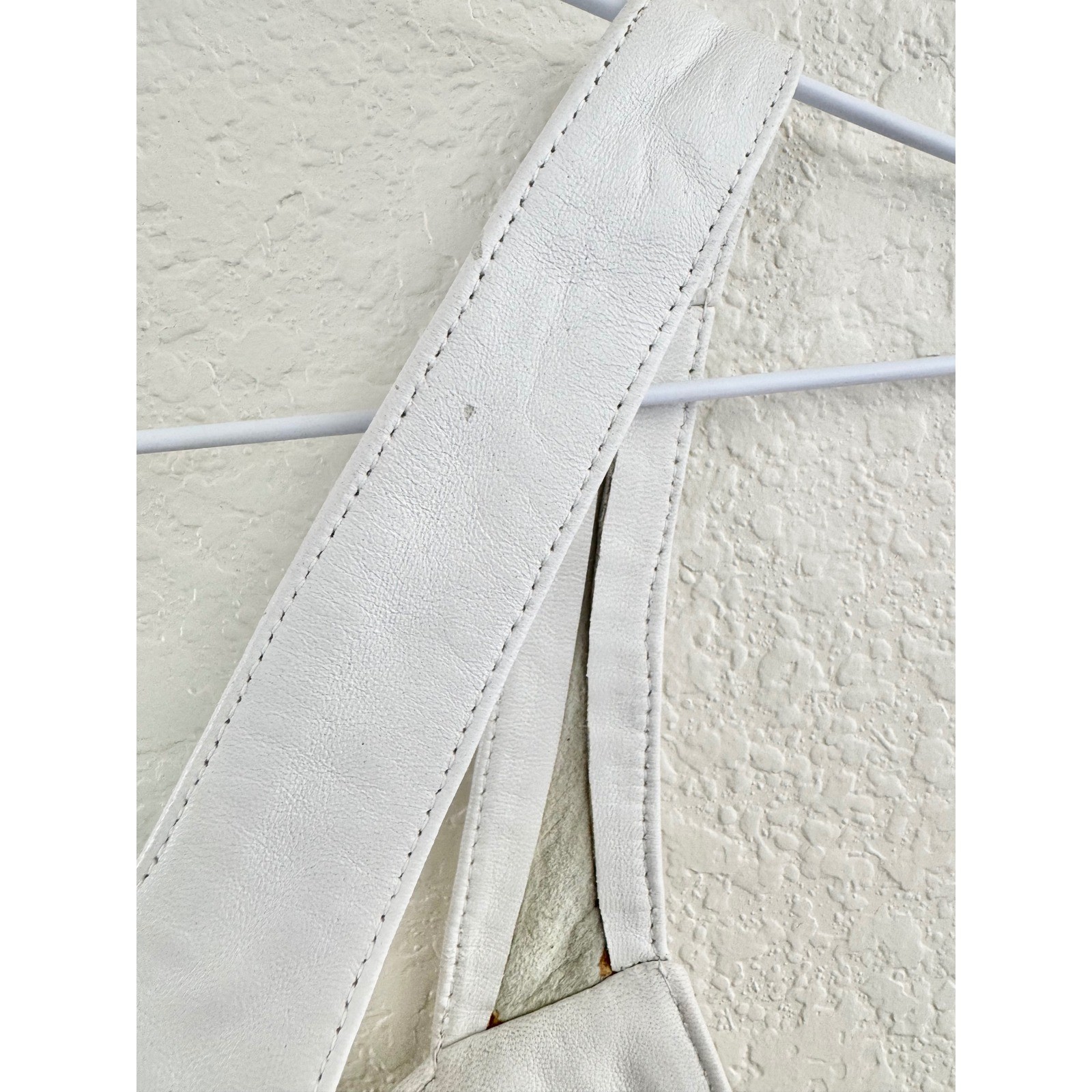 Firenze Santa Barbara Crop Top Vest Leather White Vintage Petite USA Made S