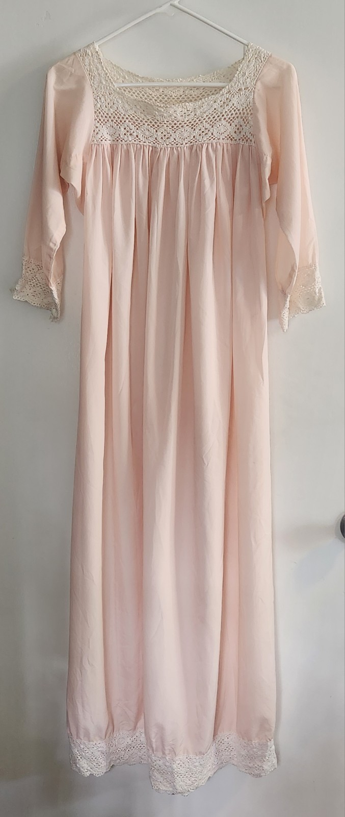 Vintage saks fifth avenue Silk Nightgown Crochet Trim 1940s-1950s