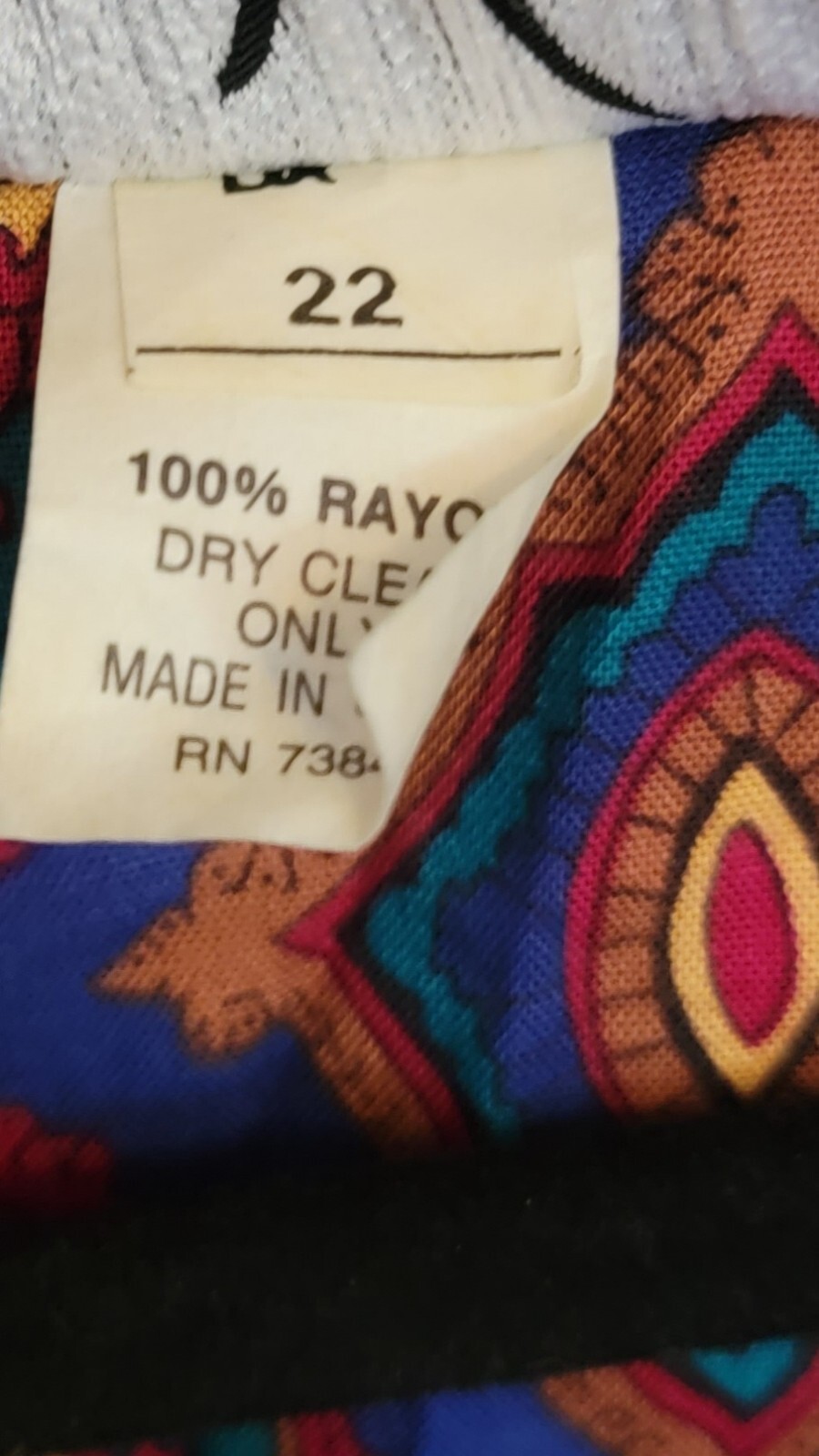 Women’s 1980s Vtg Dress Sz22 Kate Warner Made In USA Multicolor Dress Pre-owned