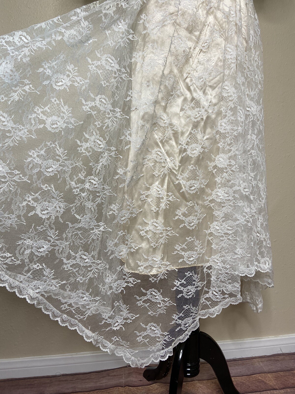 Jessica McClintock Gunne Sax Champagne White Lace Drop Waist Sz 5 Cottagecore