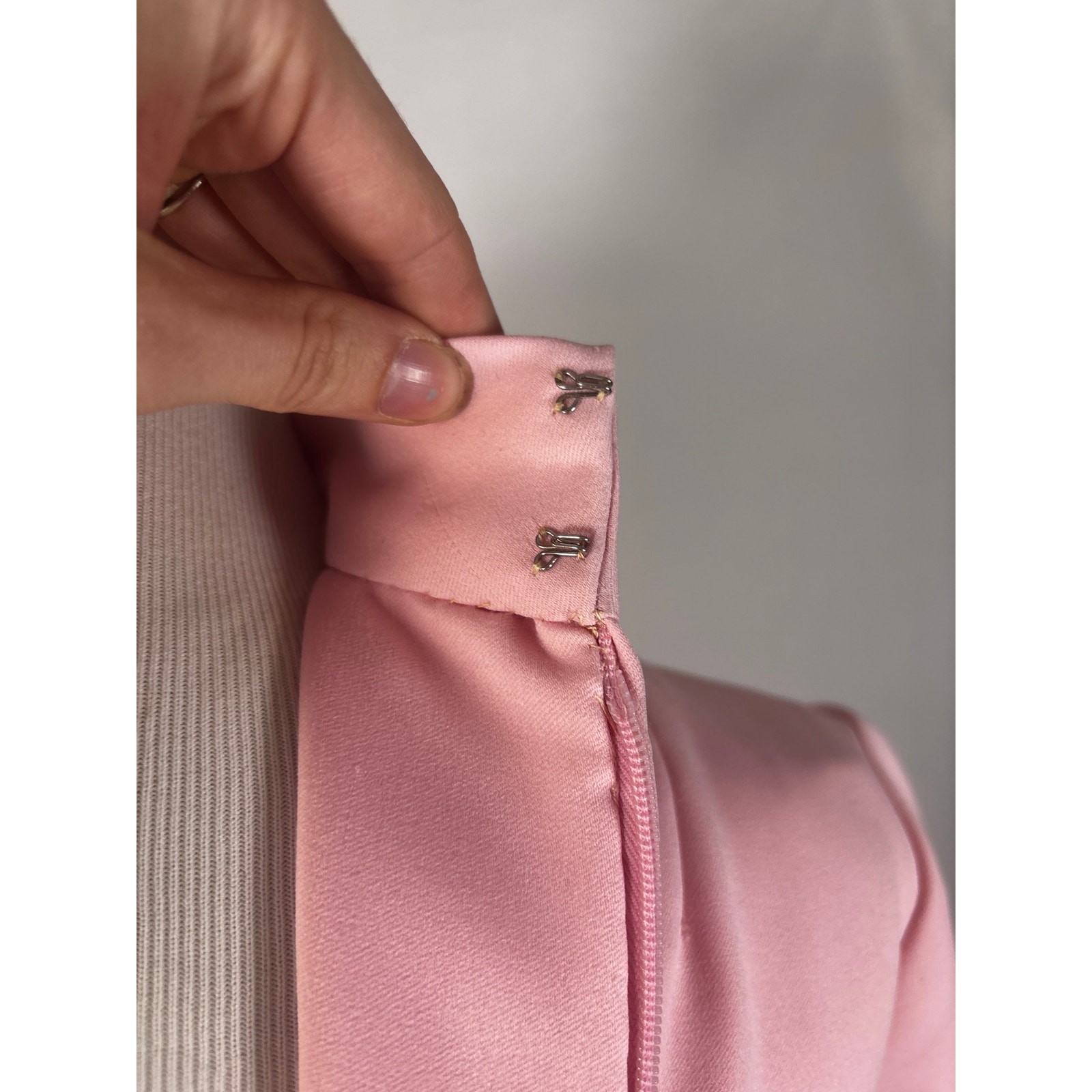 Vintage 1967 Geoffrey Beene Pink & White Column Gown Graphic Banded Jersey Style