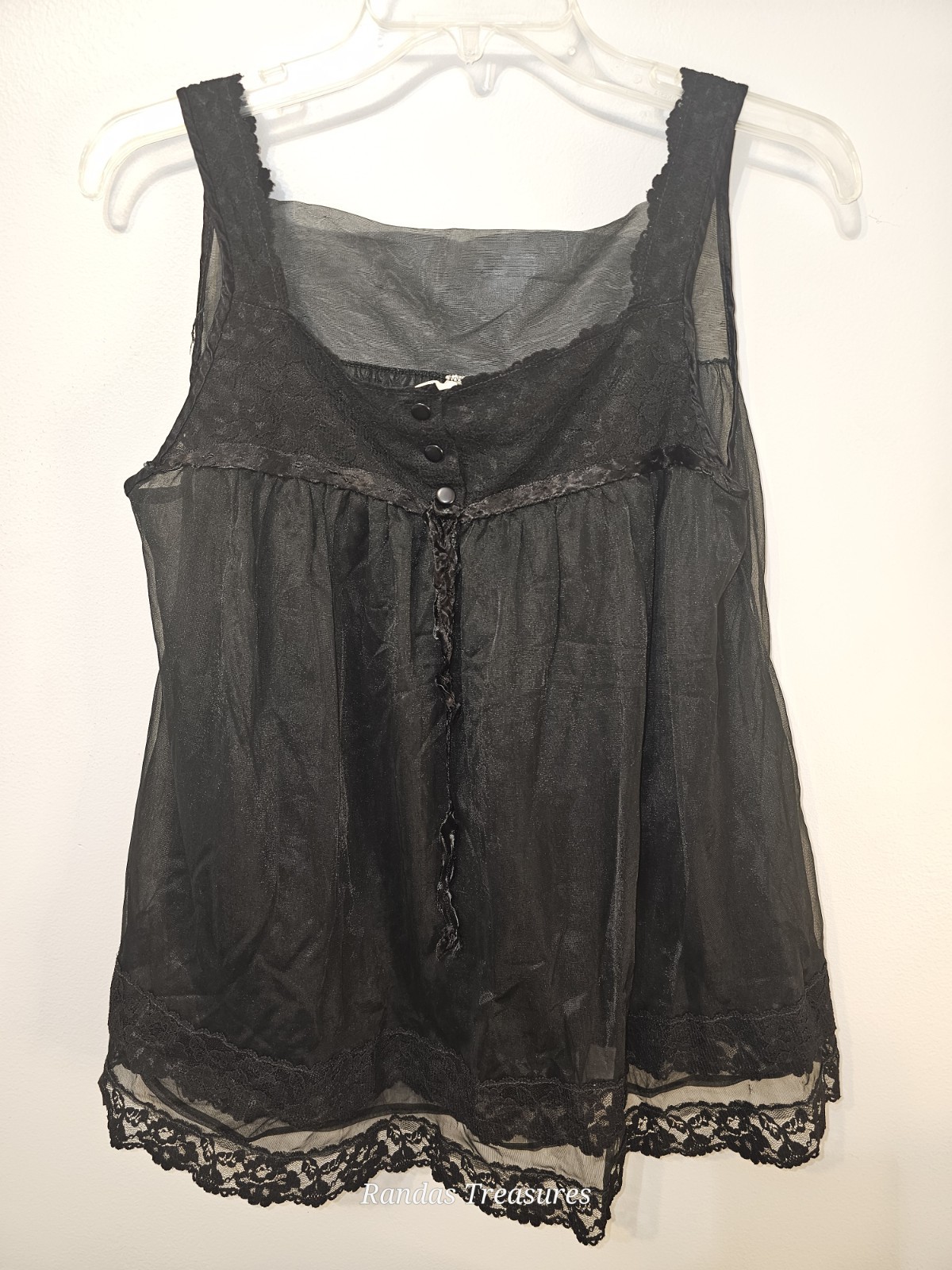 D’signer ILGWU Womens Black Baby Doll Womens Nighty Medium With Bloomers Vintage