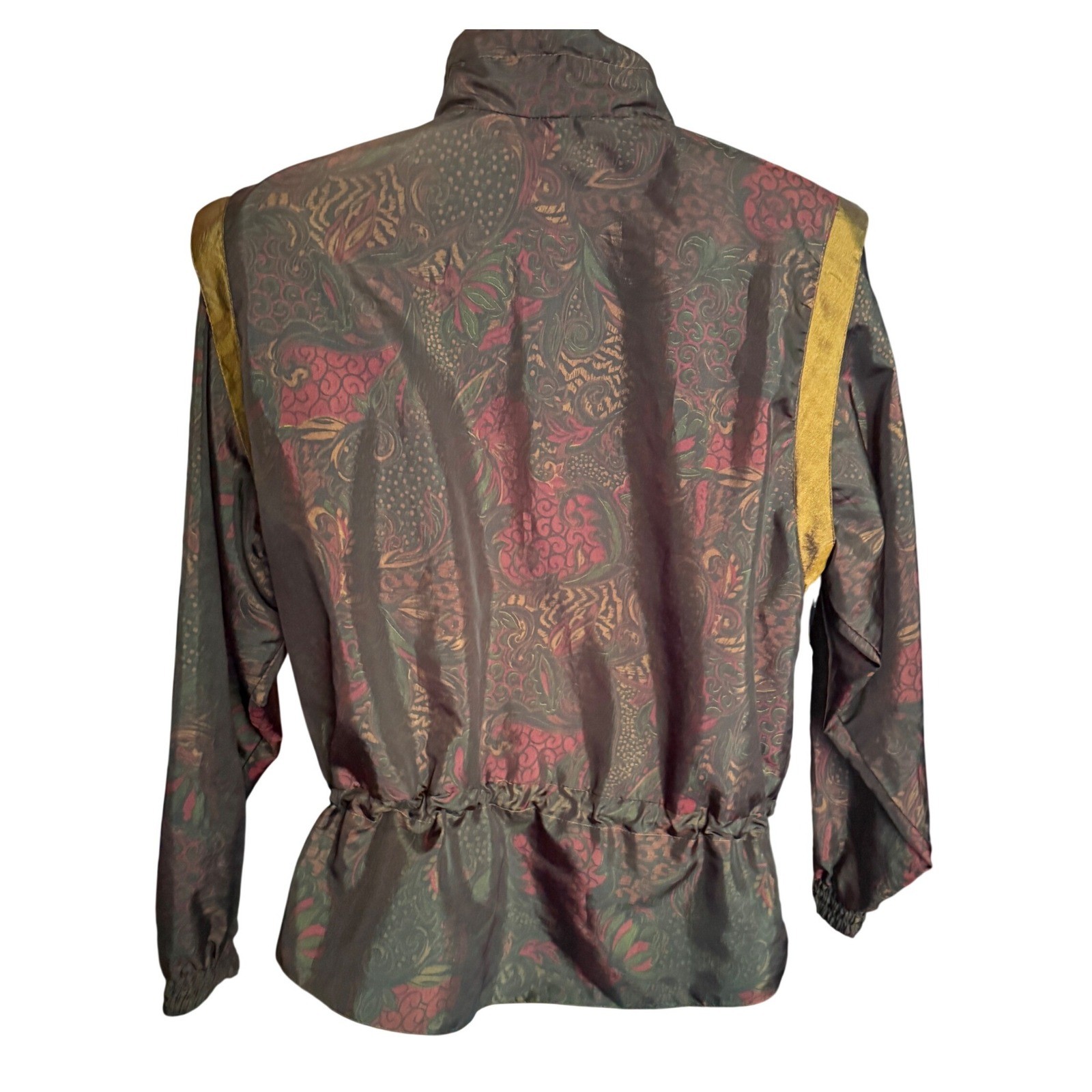Sunterra Petite Vintage 80s Paisley Windbreaker Jacket Zip Up Cinched Waist PM