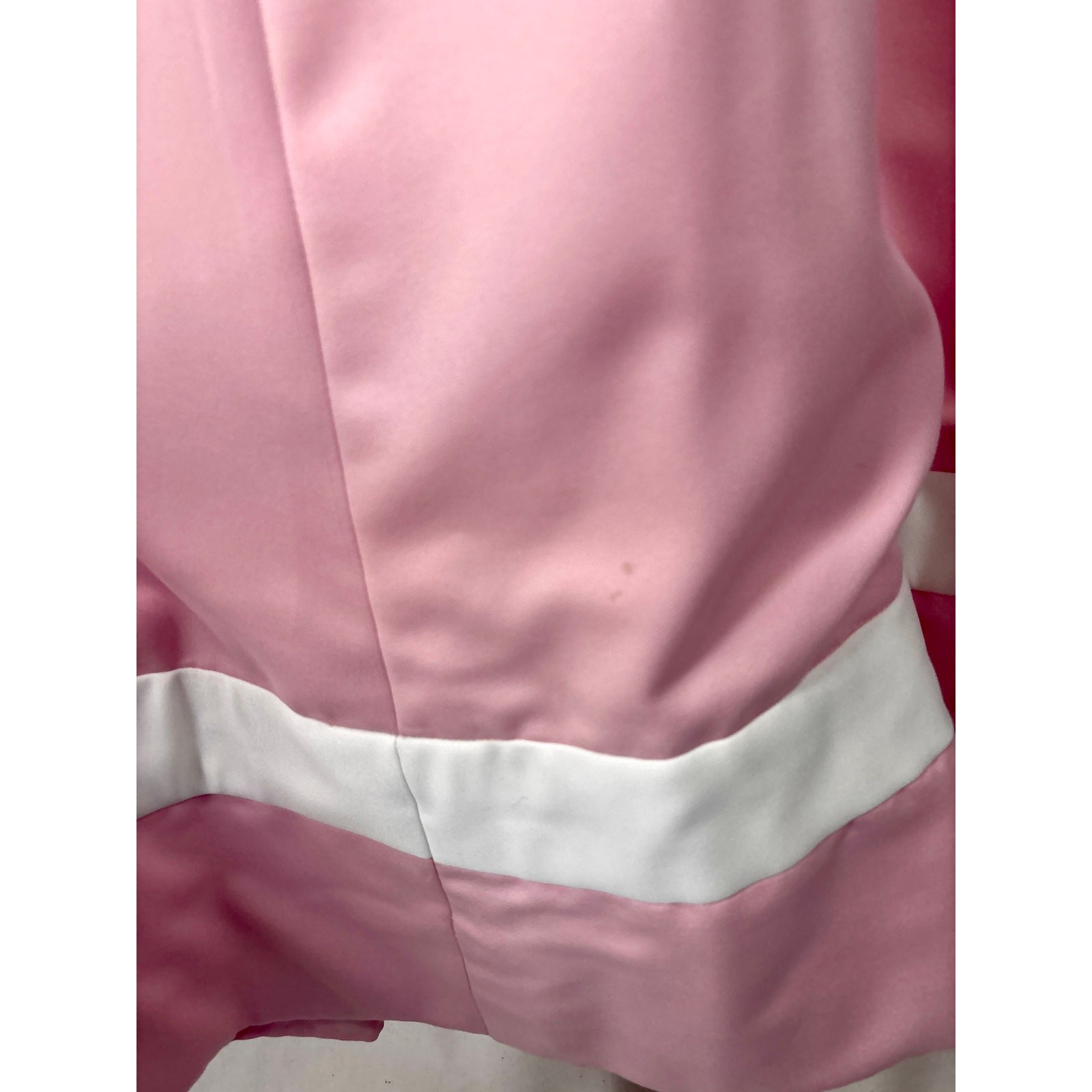 Vintage 1967 Geoffrey Beene Pink & White Column Gown Graphic Banded Jersey Style