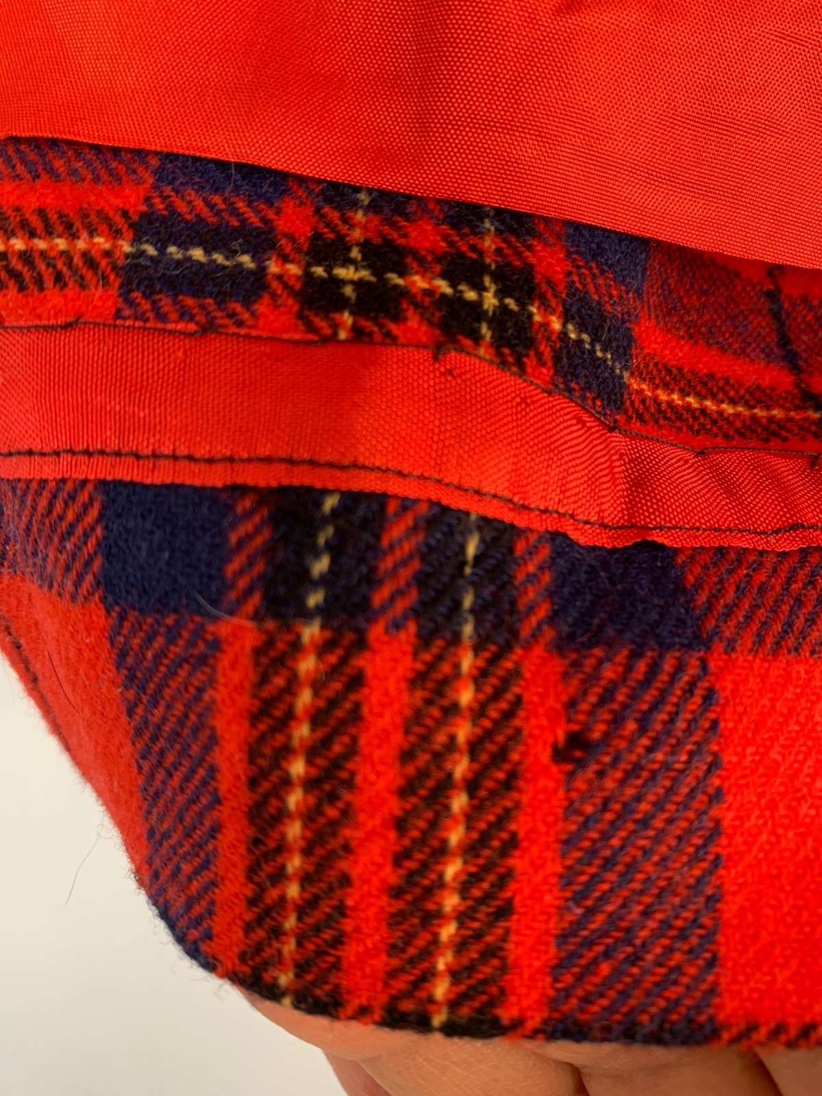 Vintage 70s Pendleton Red Leslie Tartan Wool Midi Skirt USA 10/12 Moth Holes