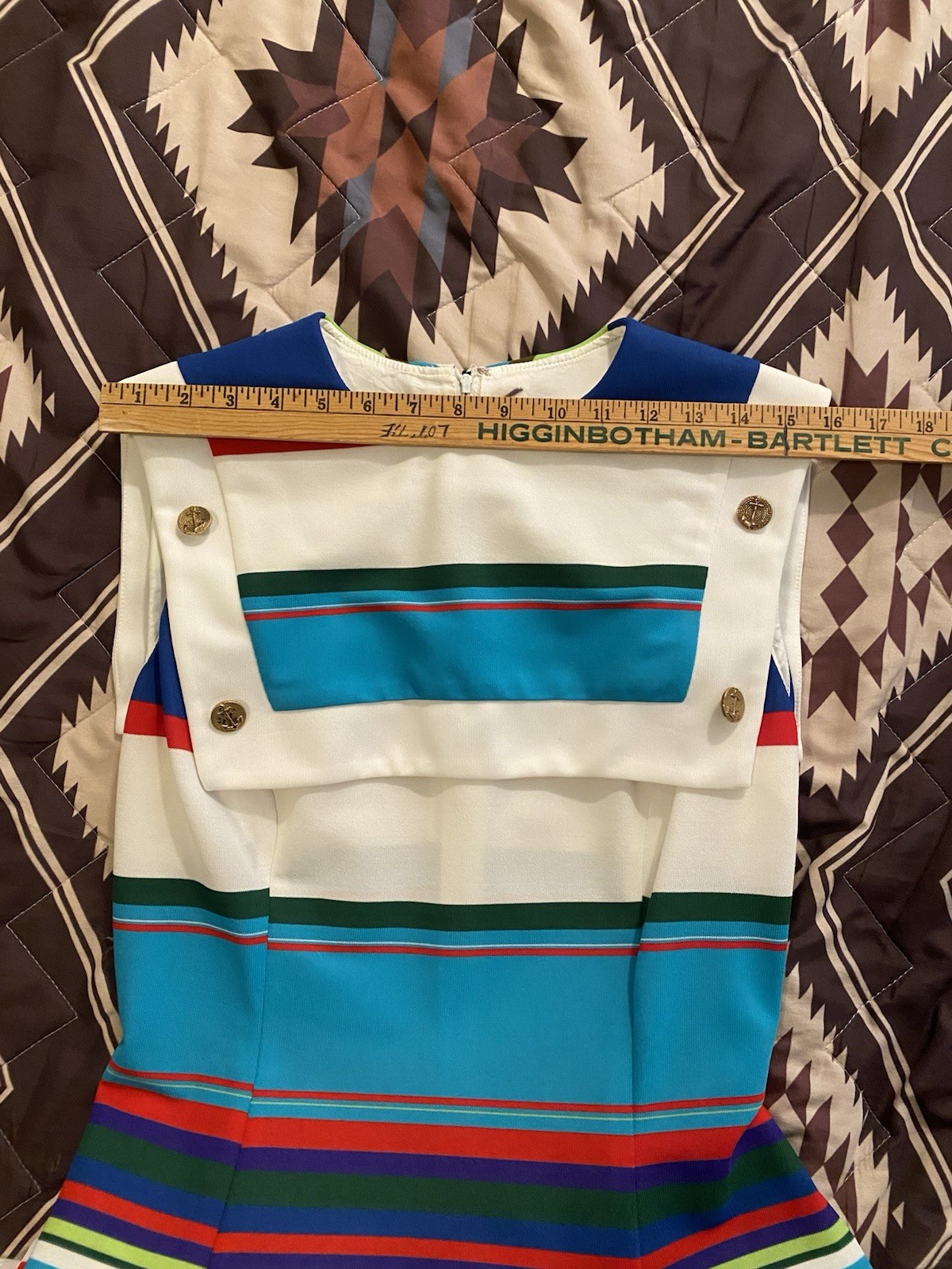 Vintage 60s Jack Needleman Anjac Dress Sailor Mod Midi Striped Women’s Size S/M