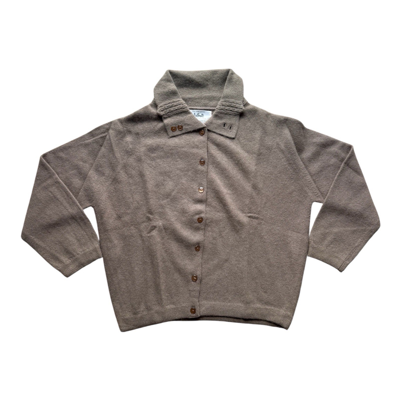 Vintage 1960’s Women’s Brown Lambswool/Fur Blend Button-Up Sweater