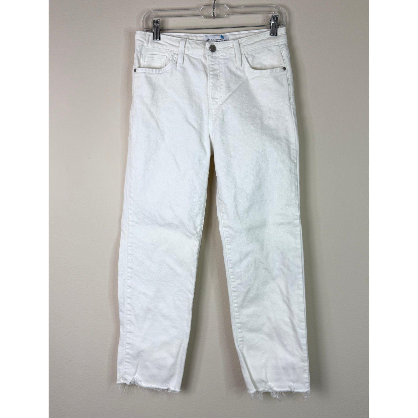 Just Black Denim Women’s The Vintage Straight Distressed Denim Jeans White Sz 28