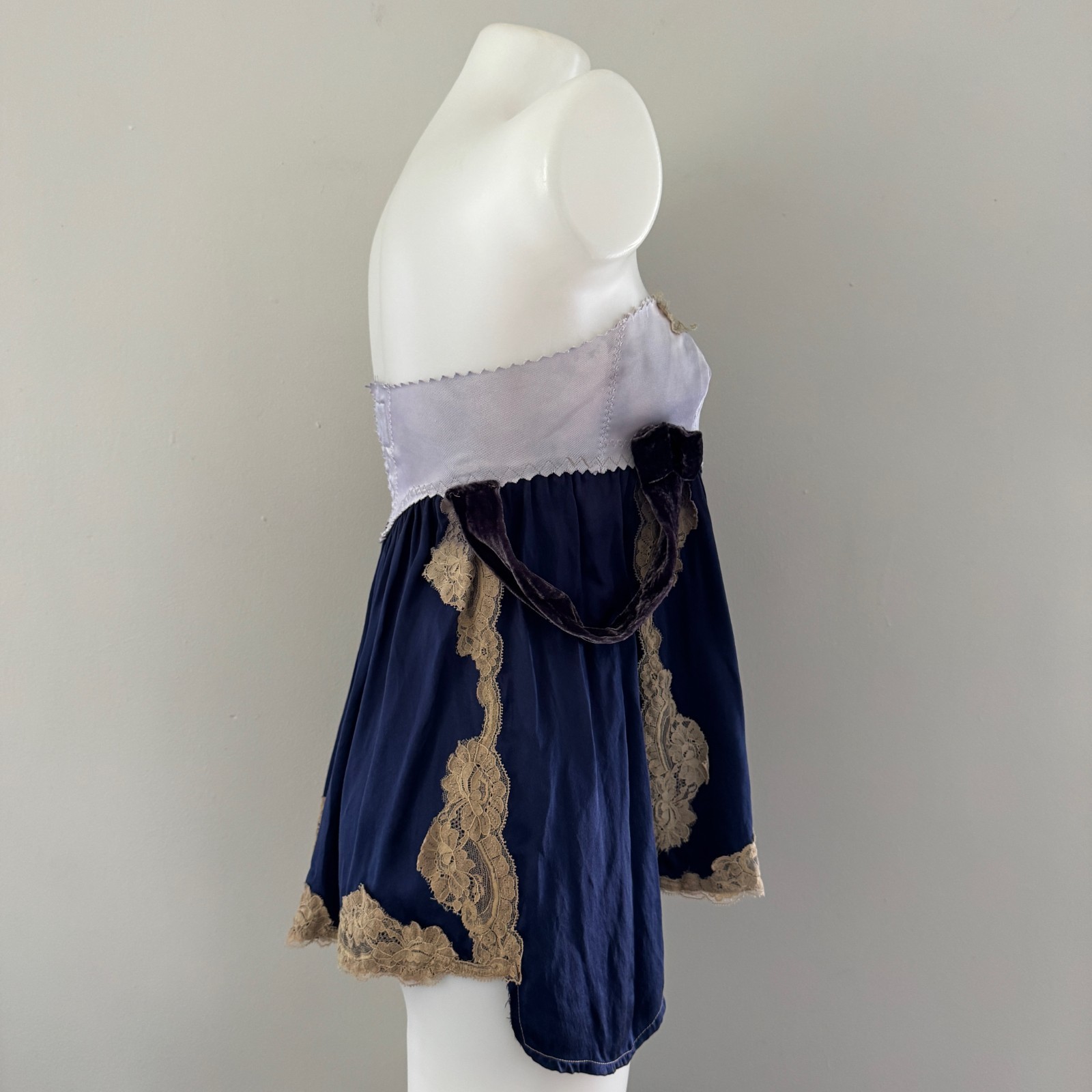Y2K vtg CIGANA Slip Lace SILK UPCYCLED Girdle Strapless Top Skirt Regency DIY S