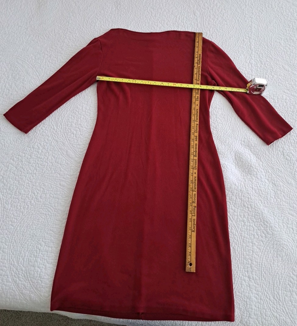 Vintage Women’s A.B.S. by Allen Schwartz Burgandy Midi Sheath Dress, Size Large