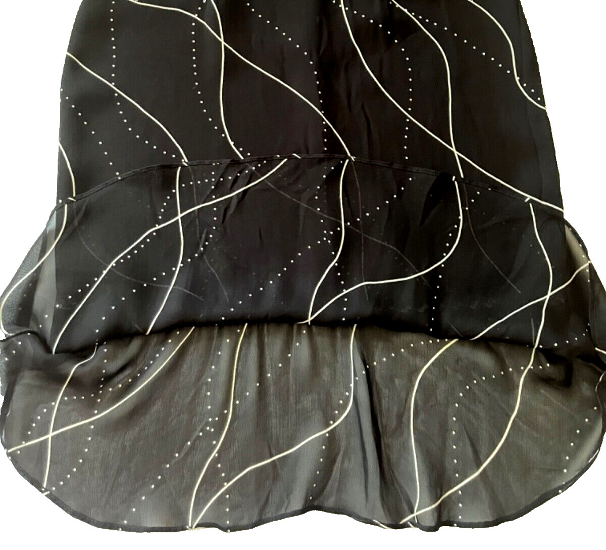 MICA SHEER MIDI RAYON BLACK WHITE LACE DETAILS DRESS FULLY LINED BACK ZIP sz 10