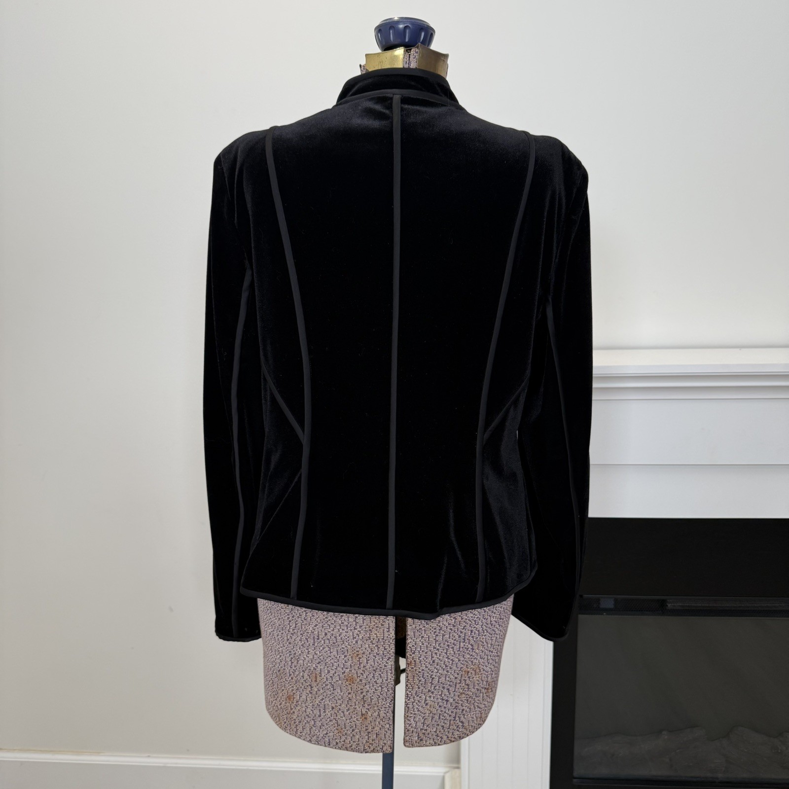 Vtg JONES NEW YORK 80s/90s Velvet Victorian Blazer Mandarin Collar (Sz 14)